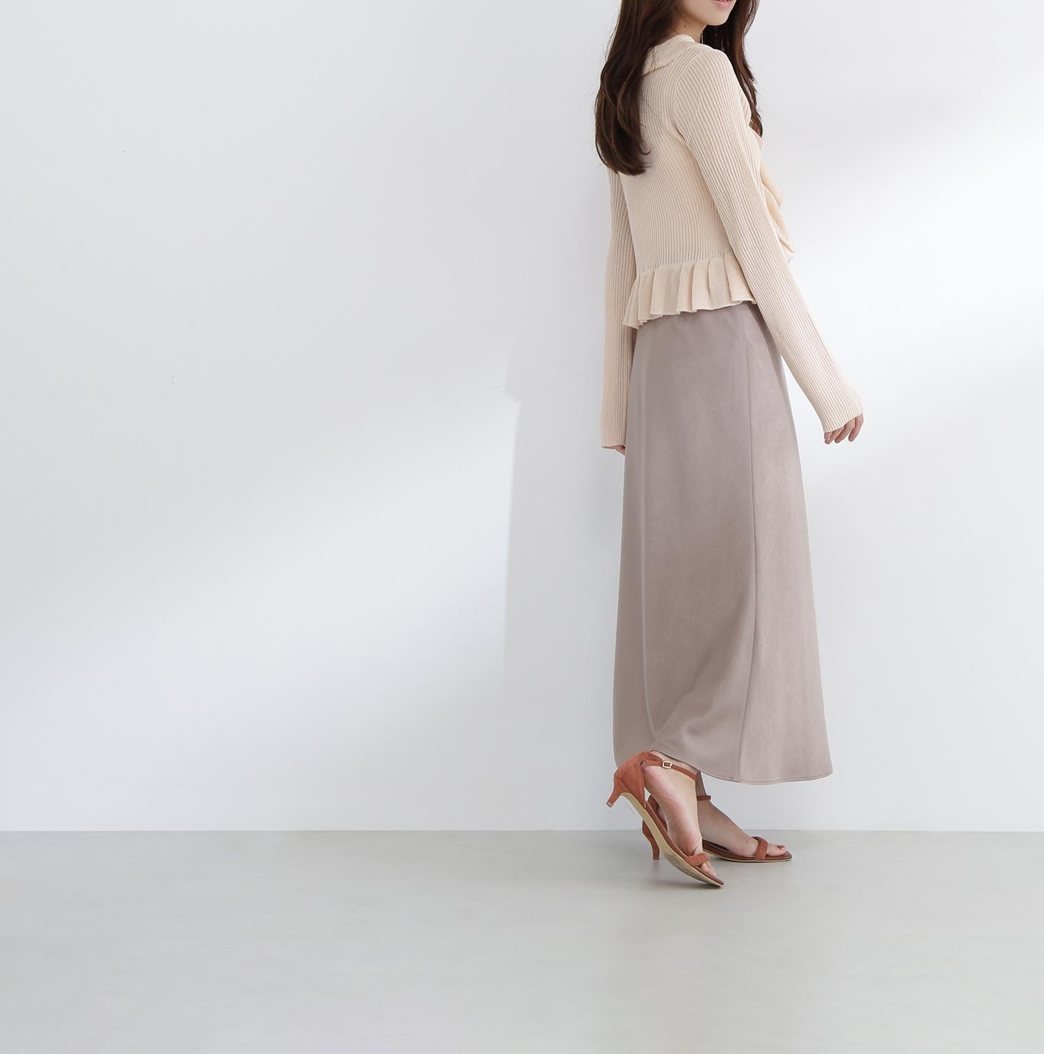 バイアスサテンナロースカート ソフトモカ