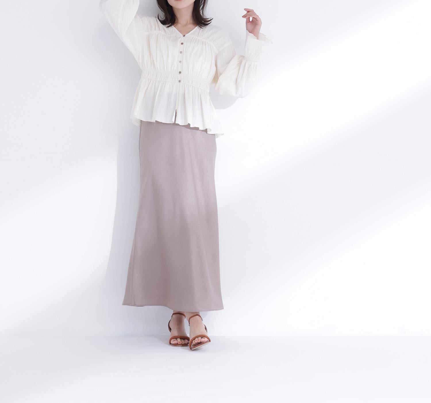 バイアスサテンナロースカート ソフトモカ