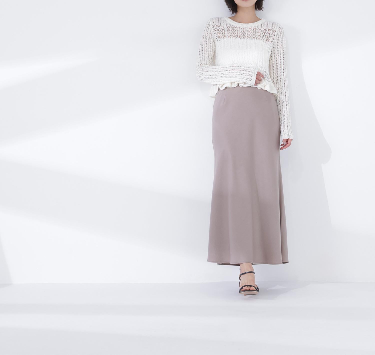 バイアスサテンナロースカート ソフトモカ