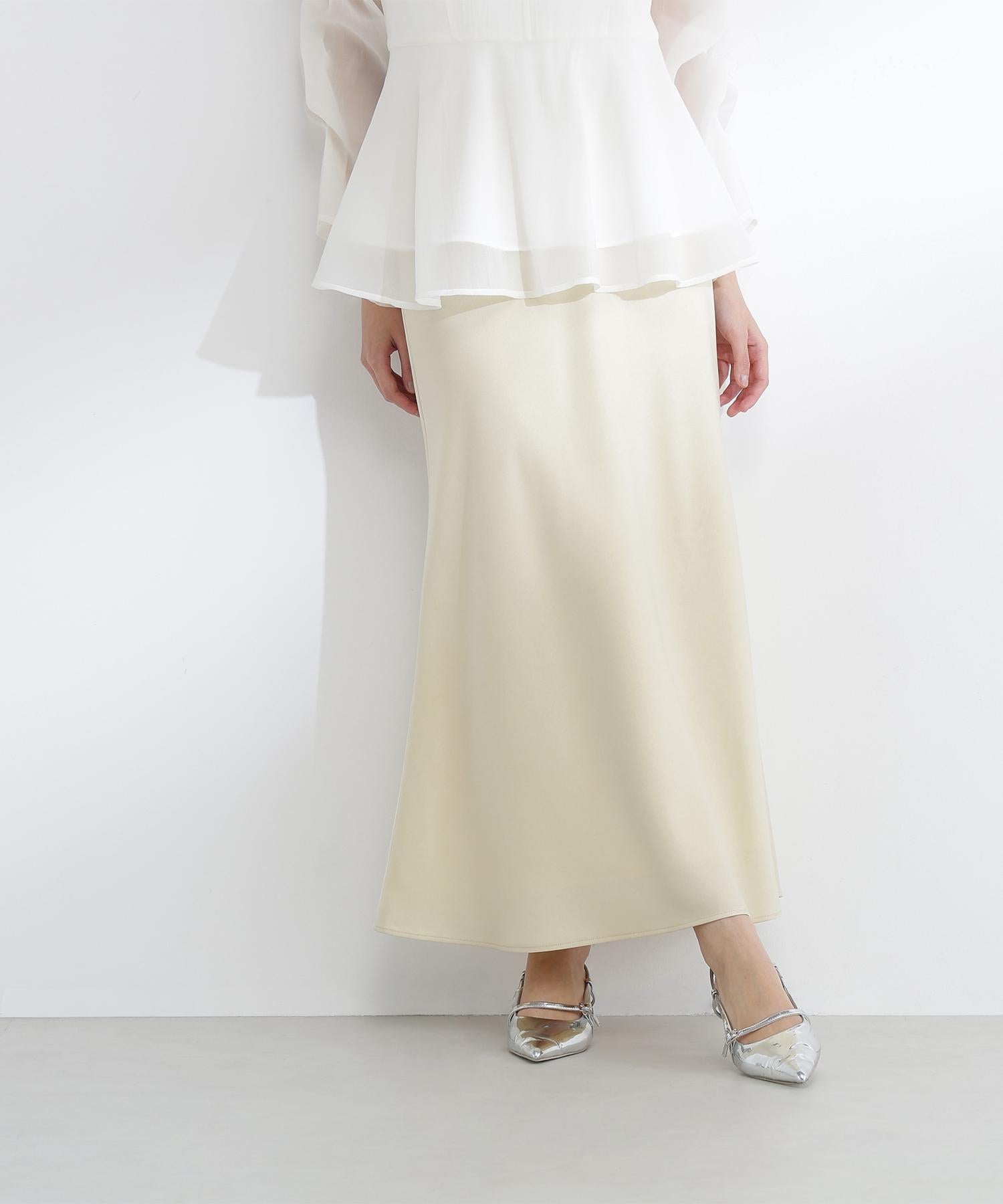 バイアスサテンナロースカート イエロー
