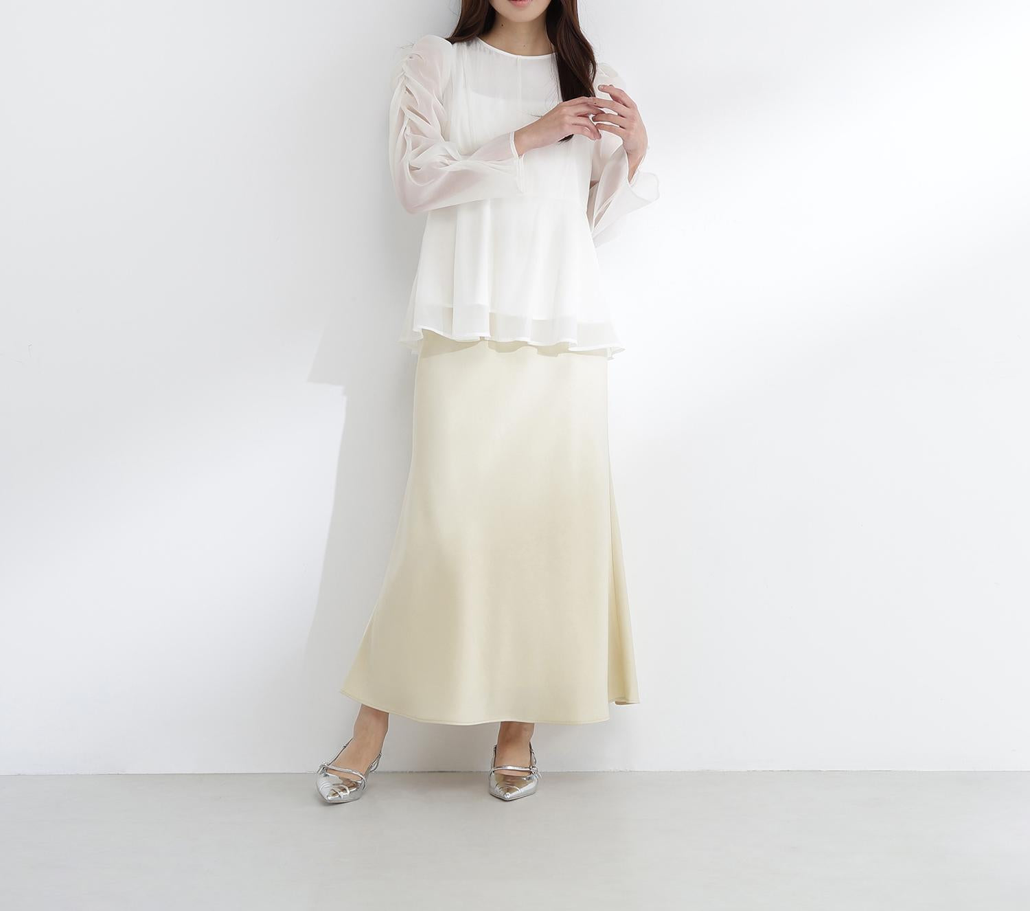 バイアスサテンナロースカート イエロー