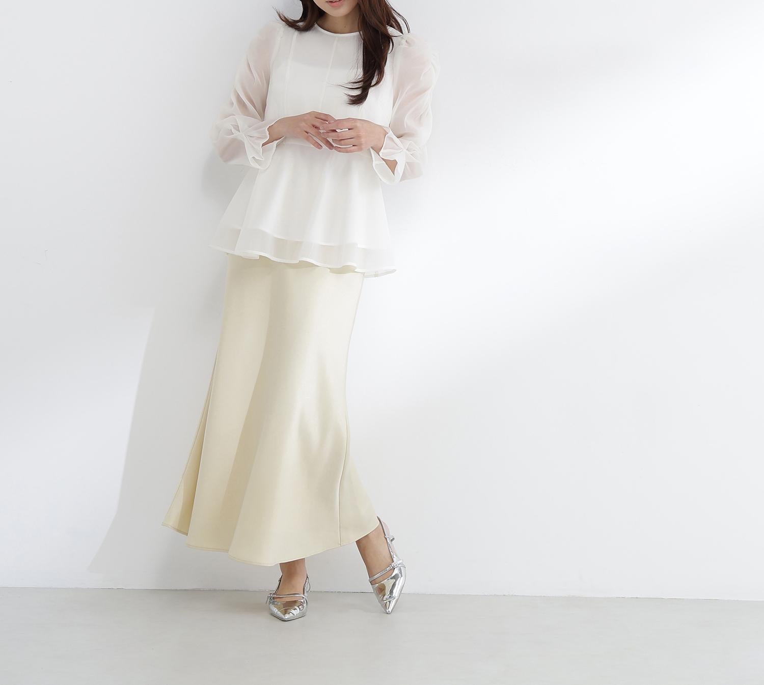 バイアスサテンナロースカート イエロー