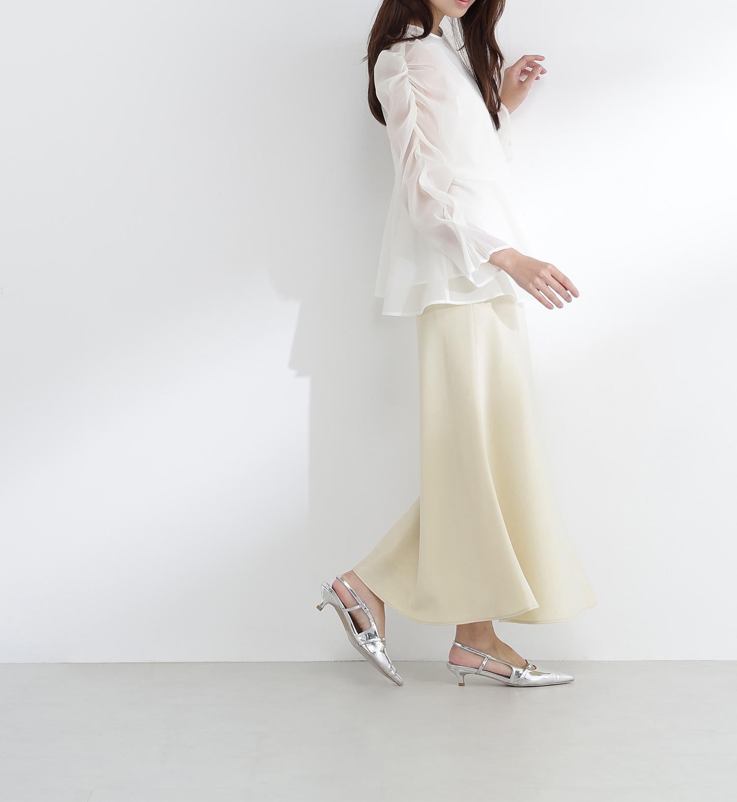 バイアスサテンナロースカート イエロー