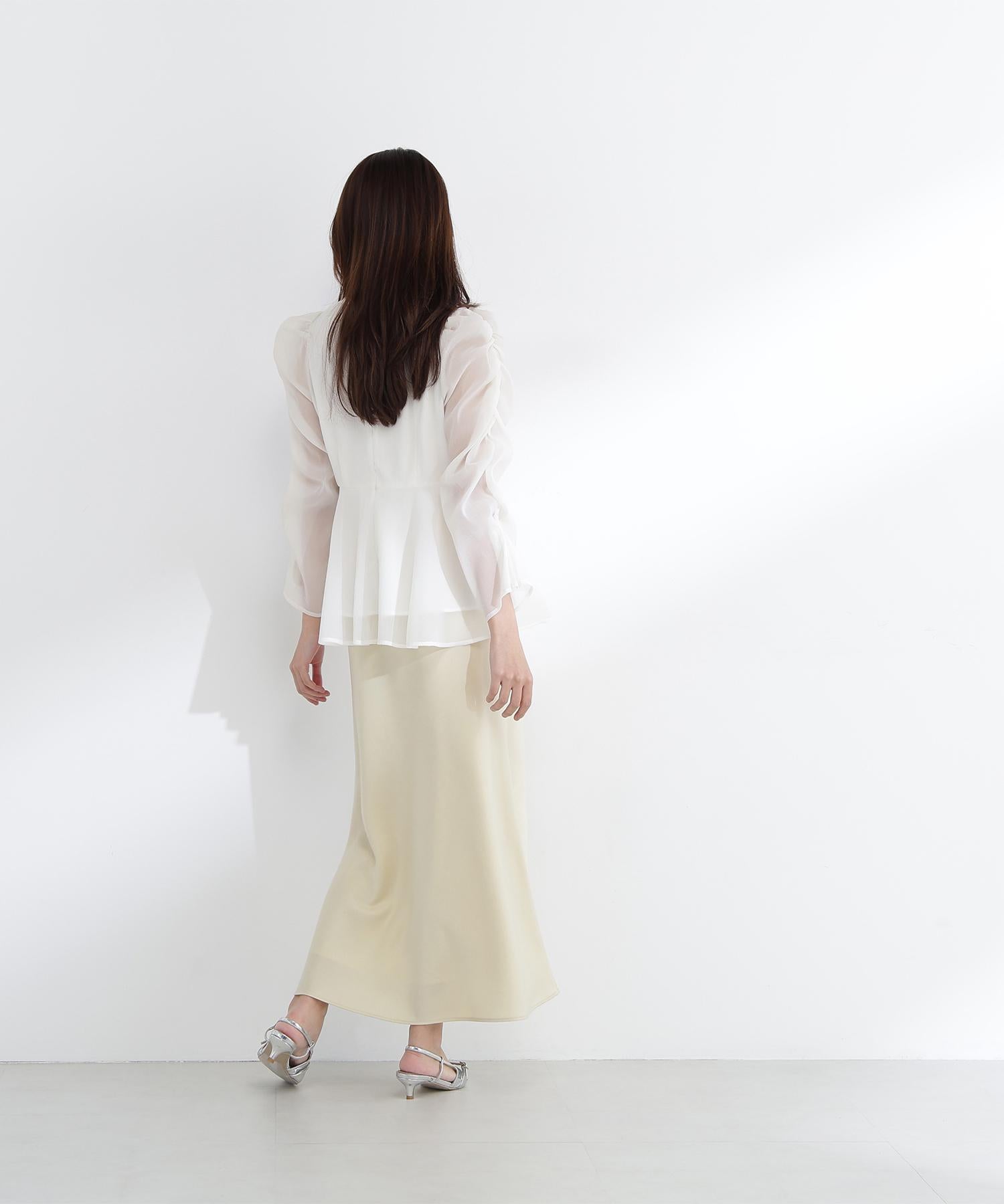 バイアスサテンナロースカート イエロー