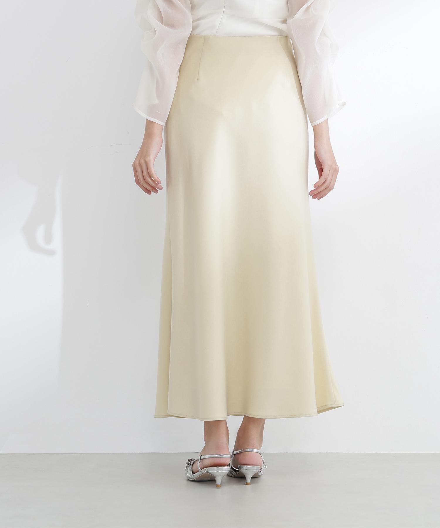 バイアスサテンナロースカート イエロー