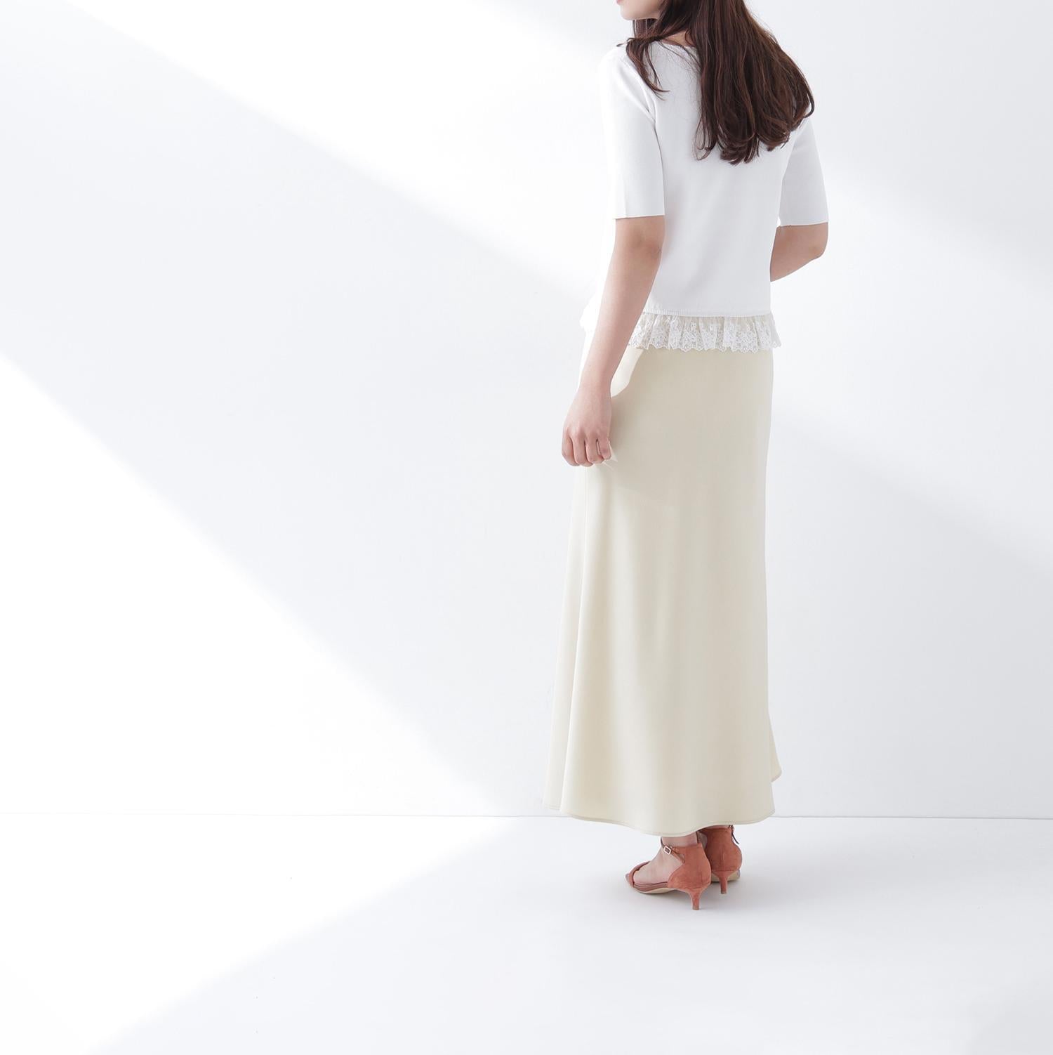 バイアスサテンナロースカート イエロー