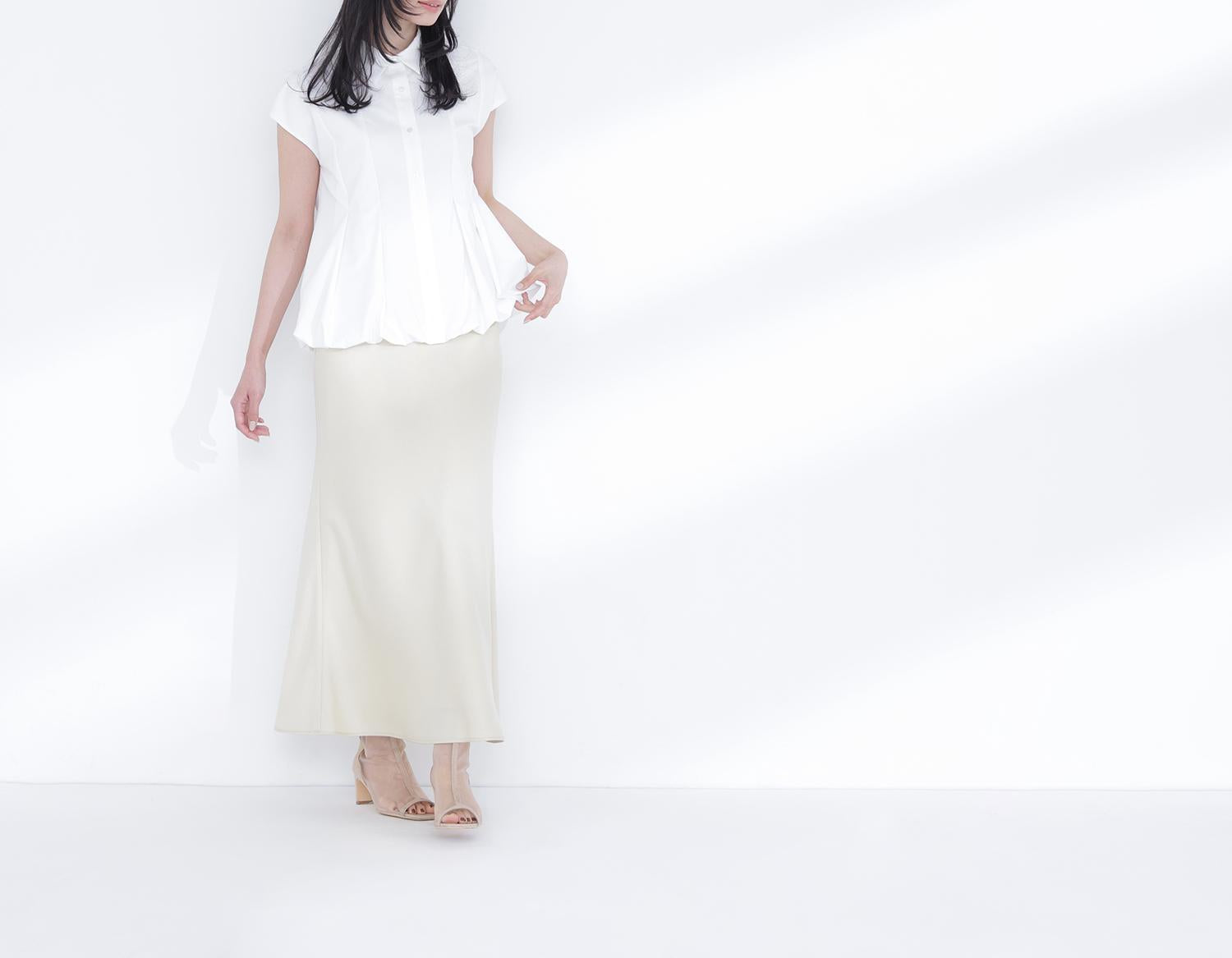 バイアスサテンナロースカート イエロー