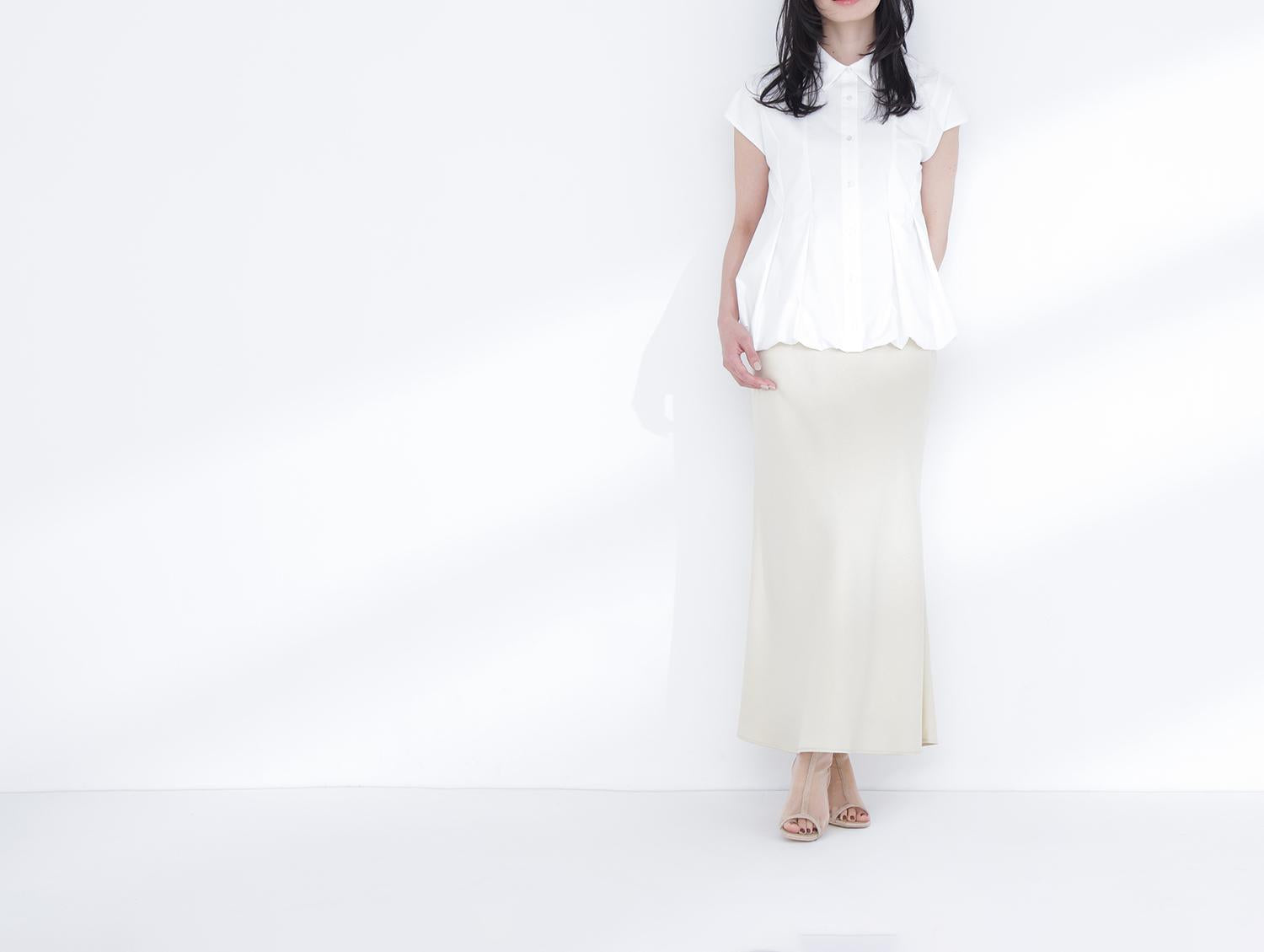 バイアスサテンナロースカート イエロー