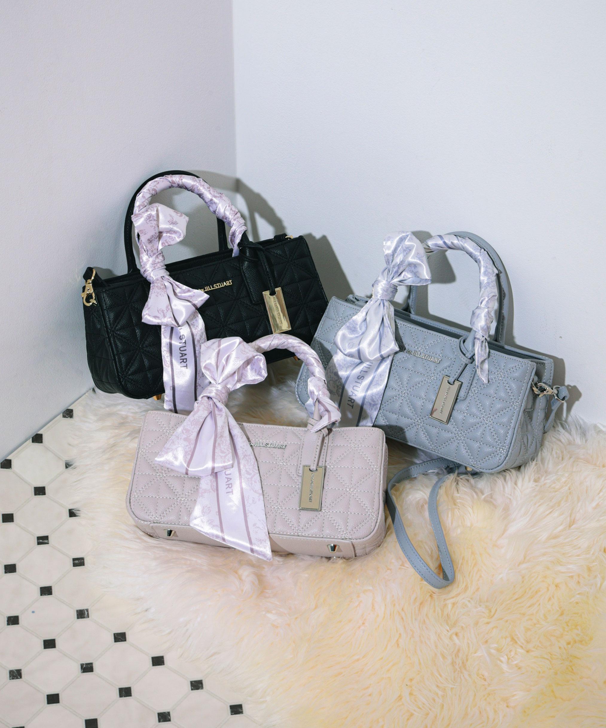 スカーフキルティングトートバッグ ブルー