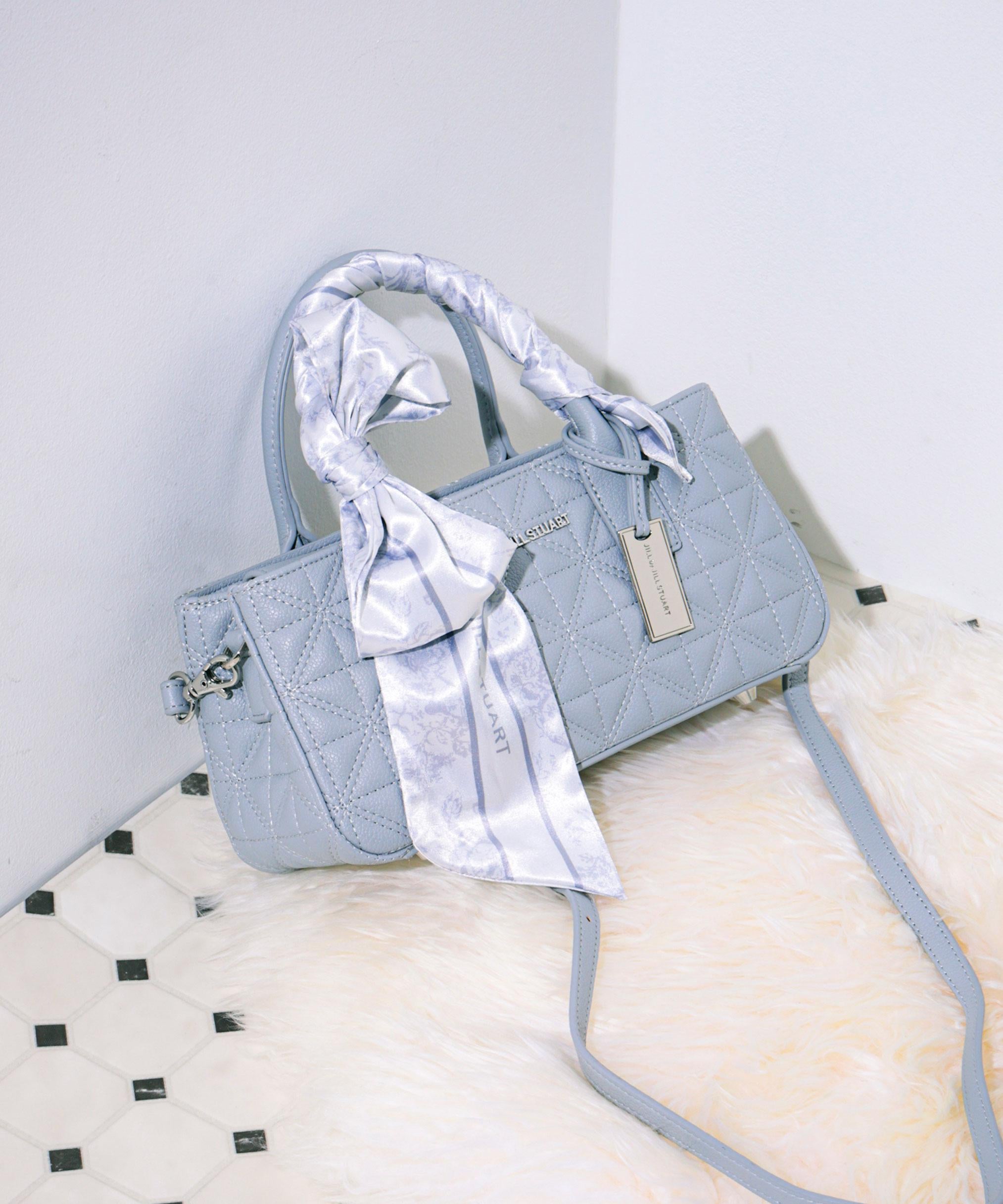 スカーフキルティングトートバッグ ブルー