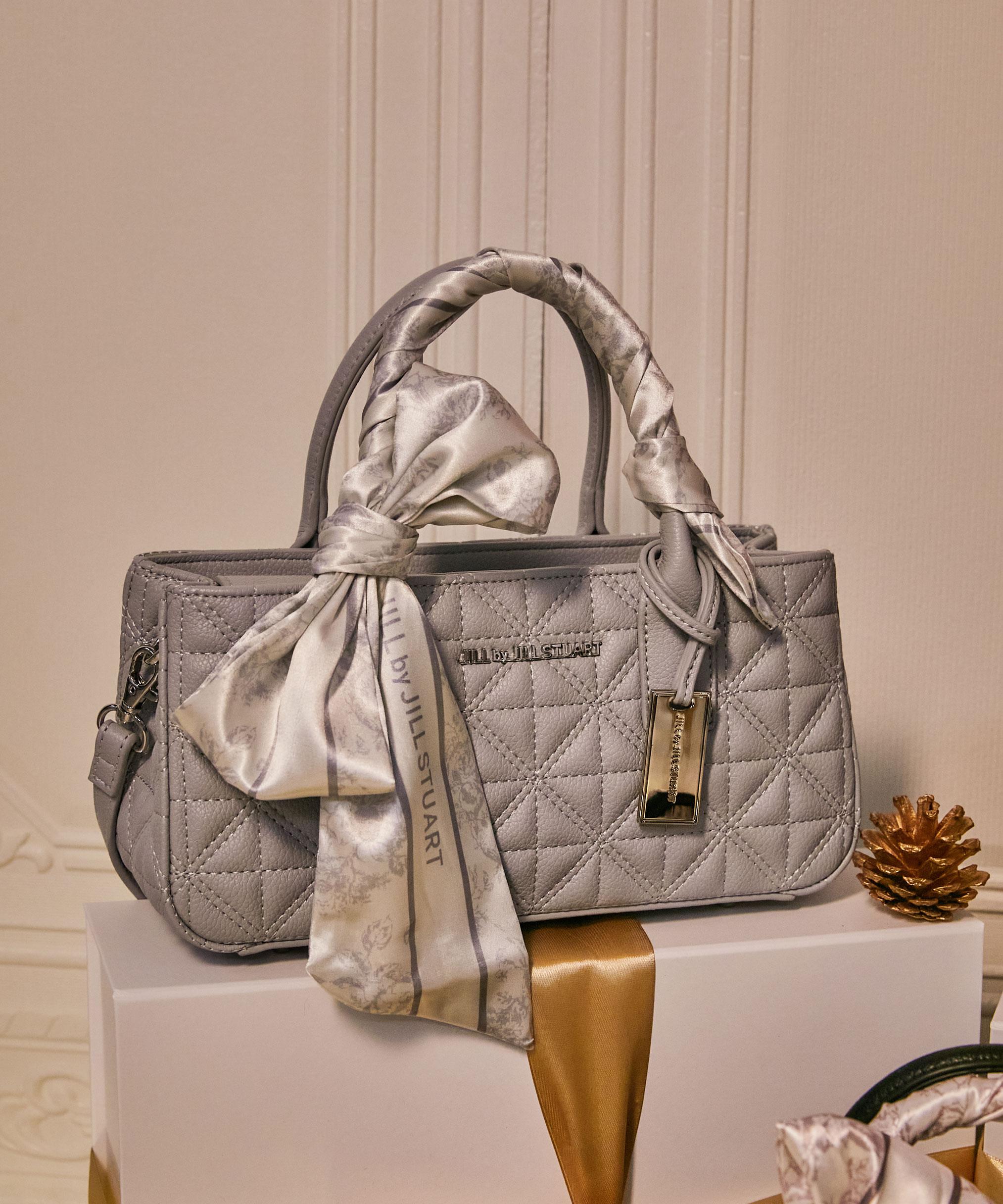 スカーフキルティングトートバッグ ブルー