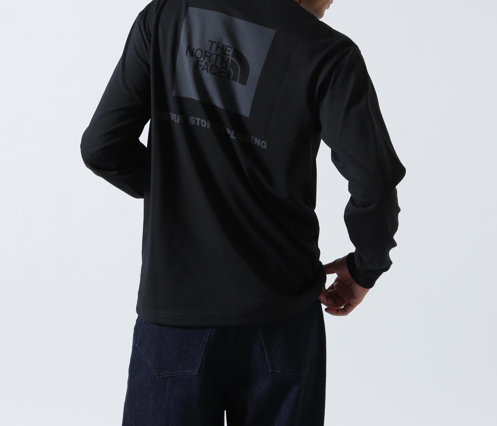 THE NO>TH FACE<ザ・ノース・フェイスL/S Rack Squae Logo Tee ブラック