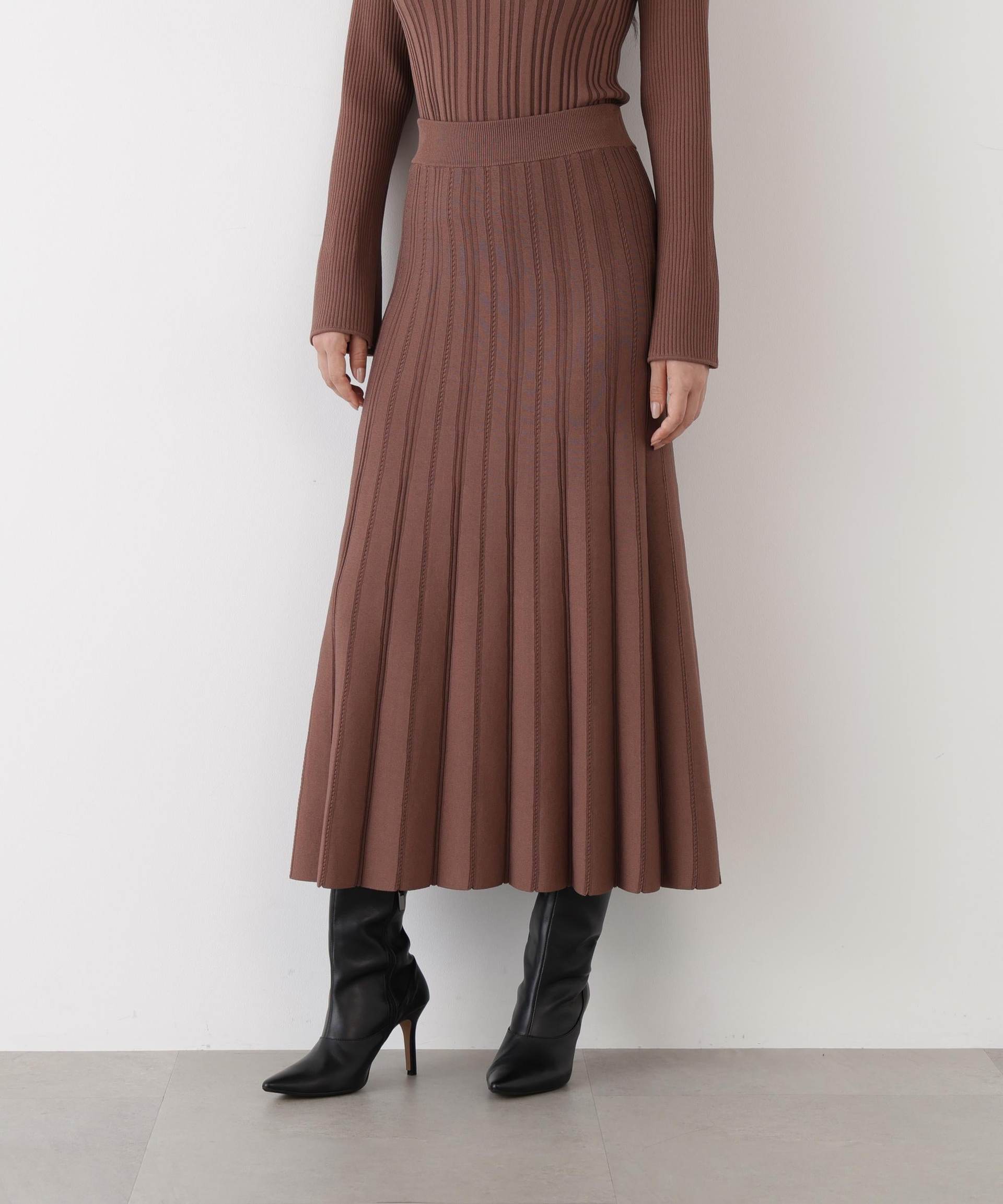 ◆ニットプリーツフレアースカート モカ6