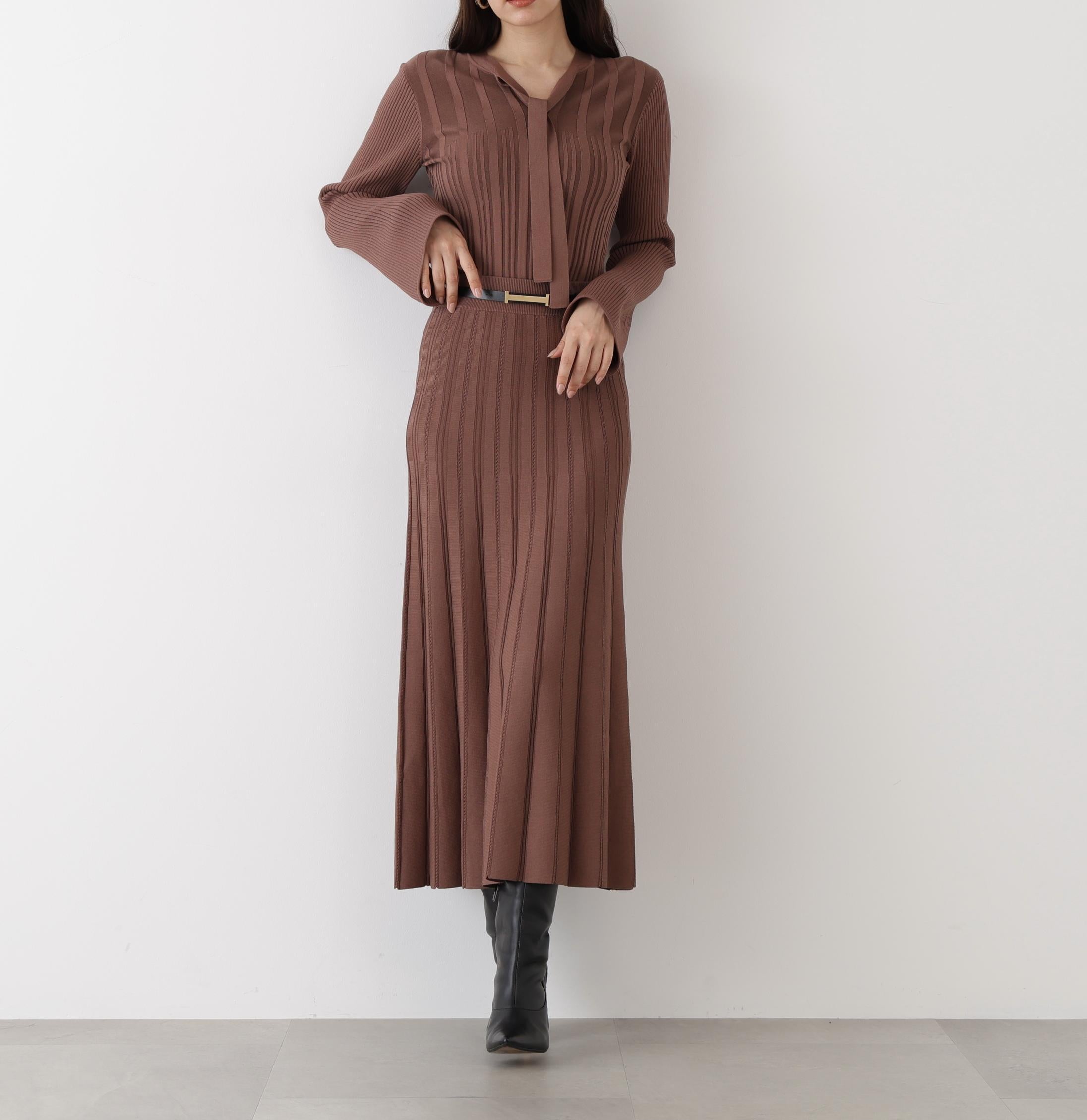 ◆ニットプリーツフレアースカート モカ6