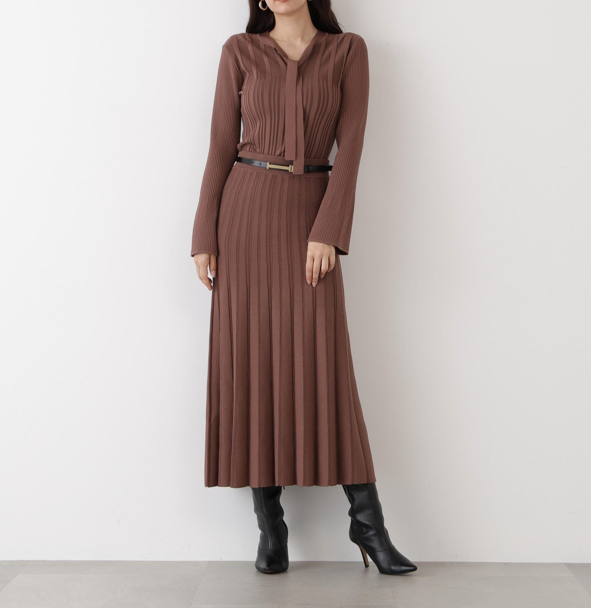 ◆ニットプリーツフレアースカート モカ6