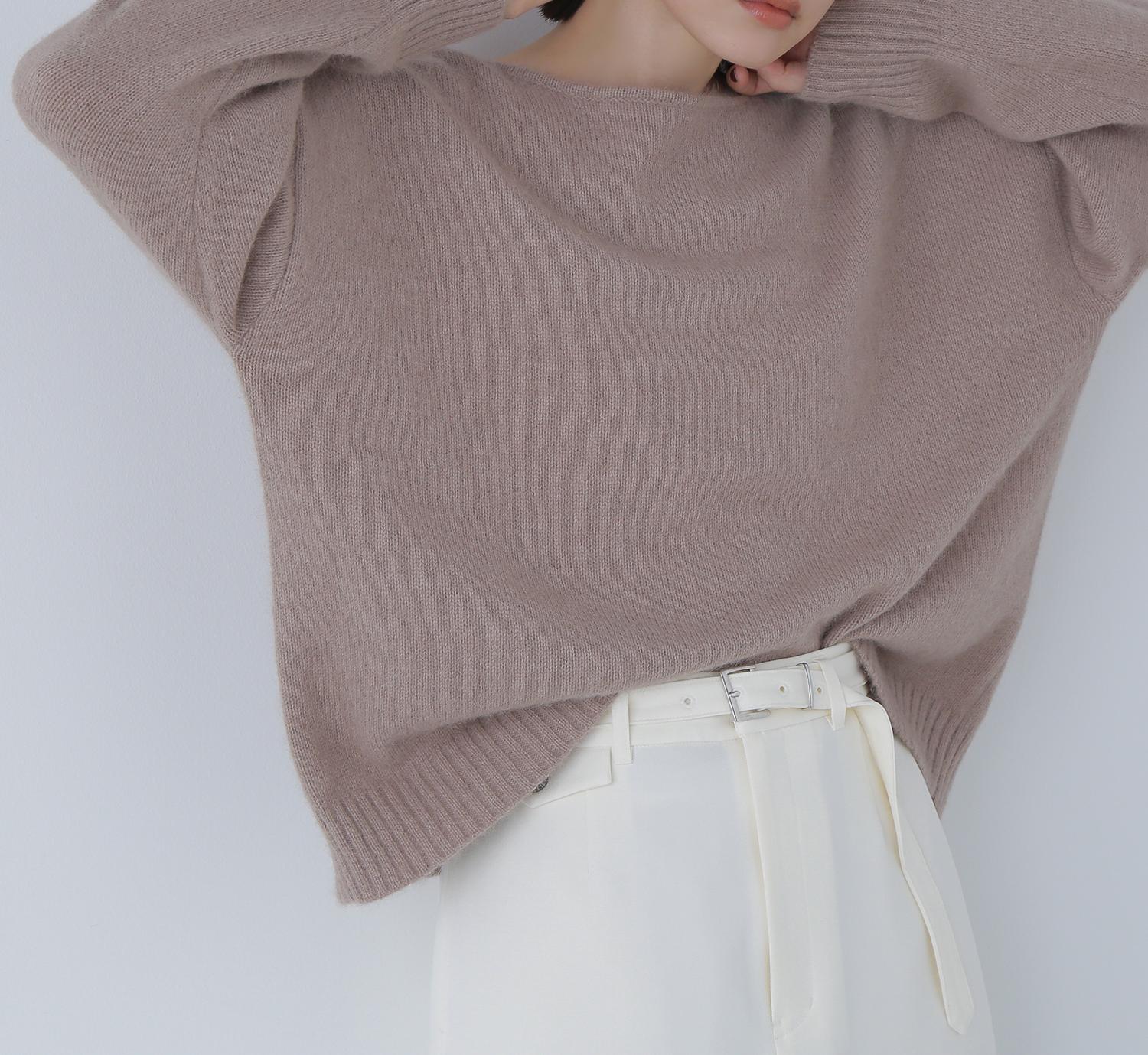 フォックス混オーバーニット ベージュ