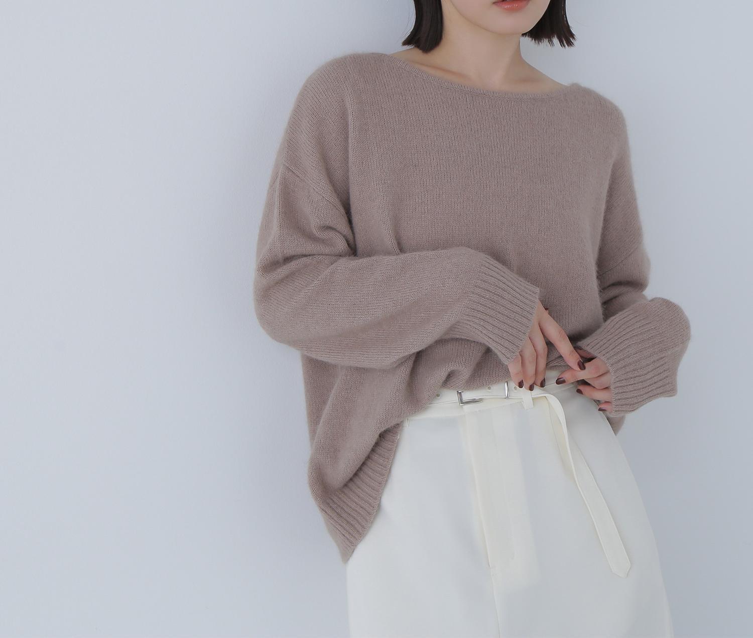 フォックス混オーバーニット ベージュ