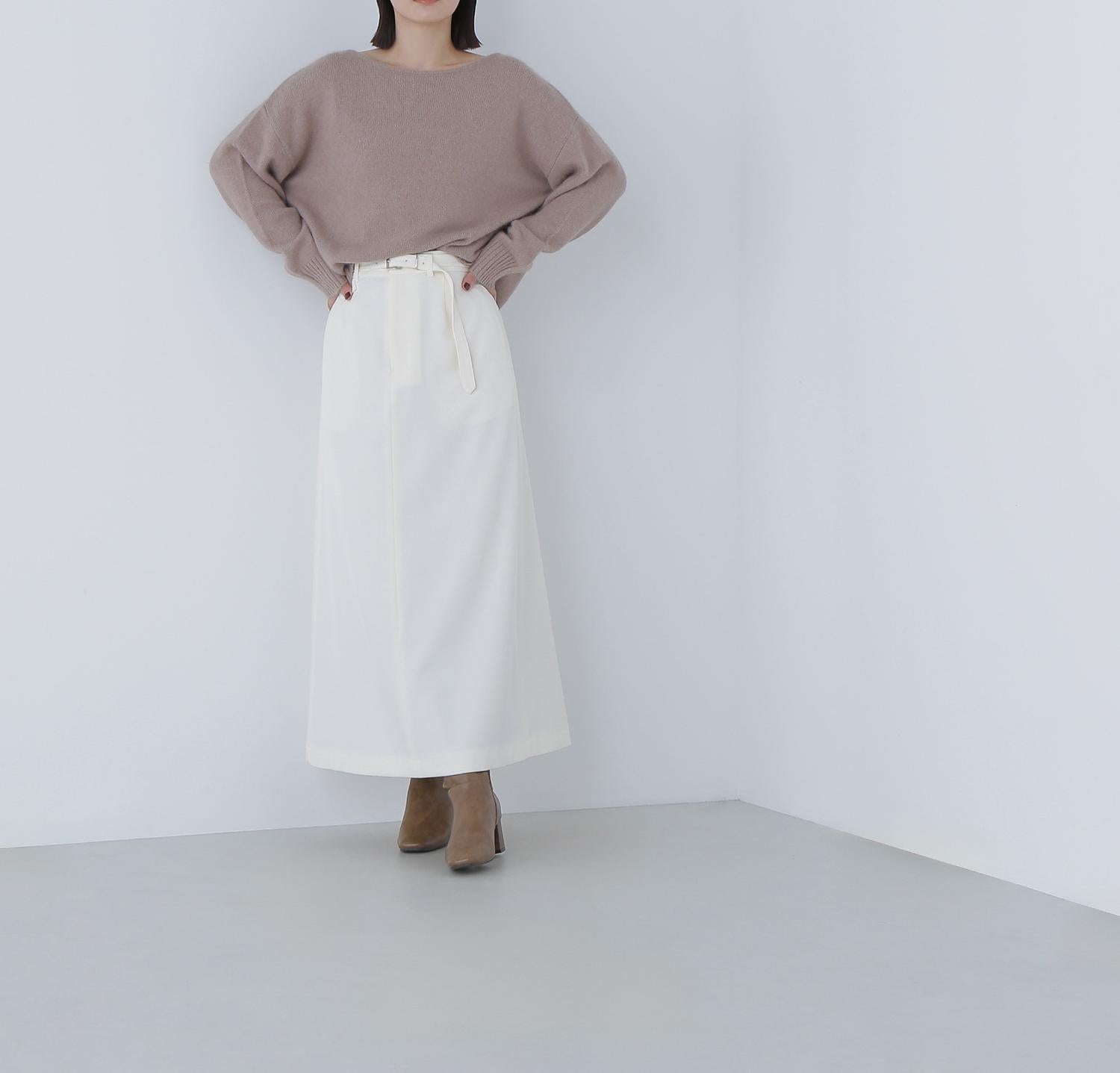 フォックス混オーバーニット ベージュ