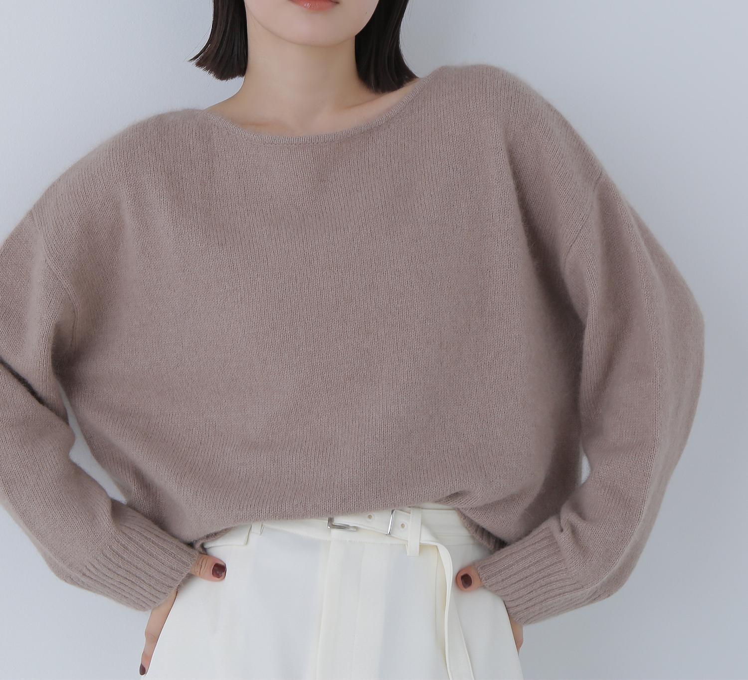 フォックス混オーバーニット ベージュ