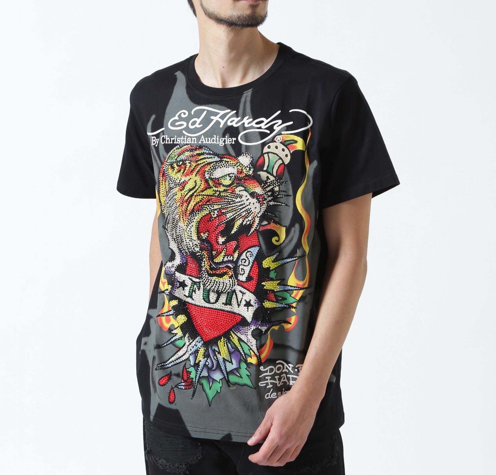 Ed Hardy/エド ハーディー/ECST SS TEE_TIGER ブラック
