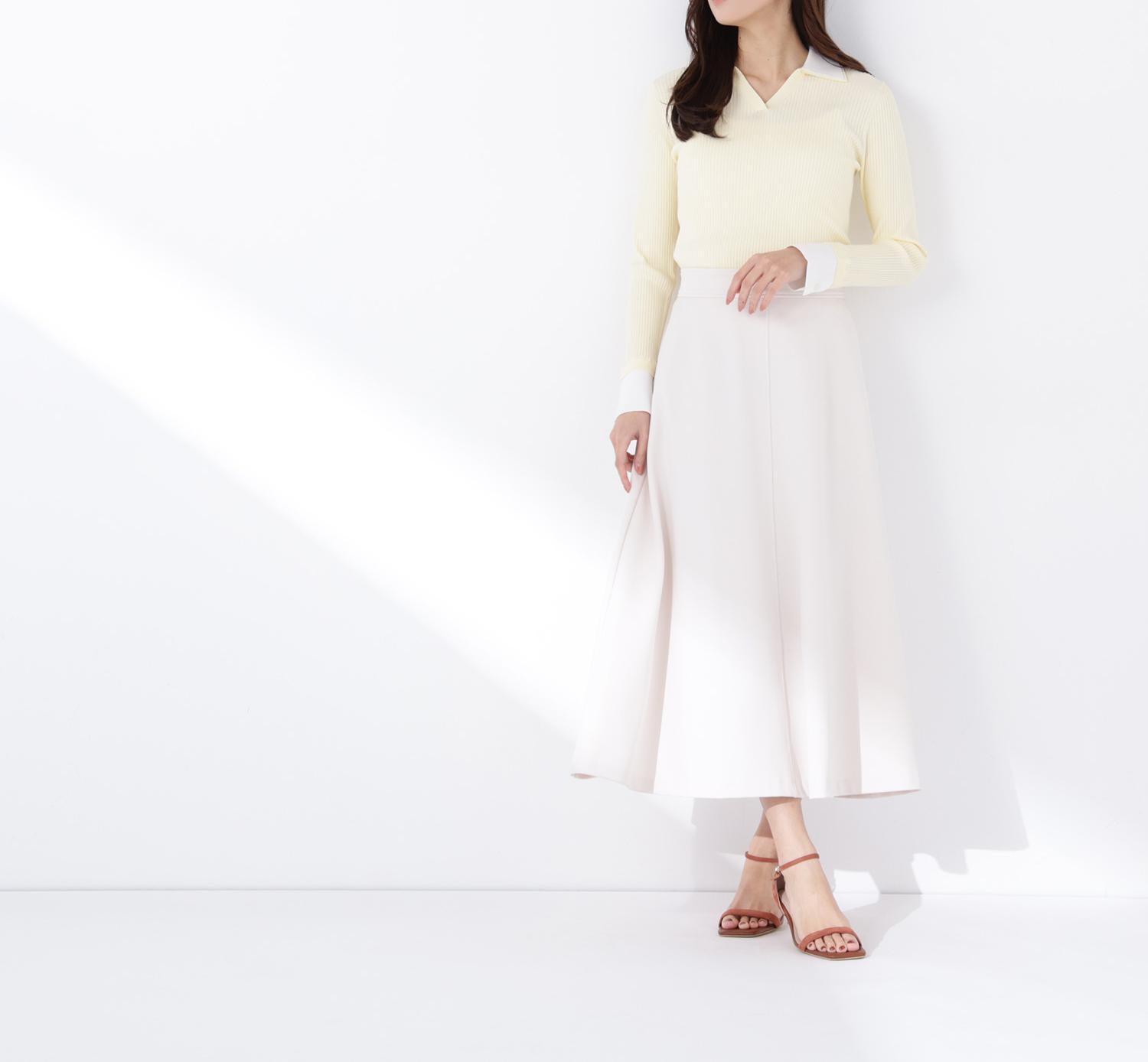 ストレッチカルゼシリーズ フレアスカート オフホワイト1