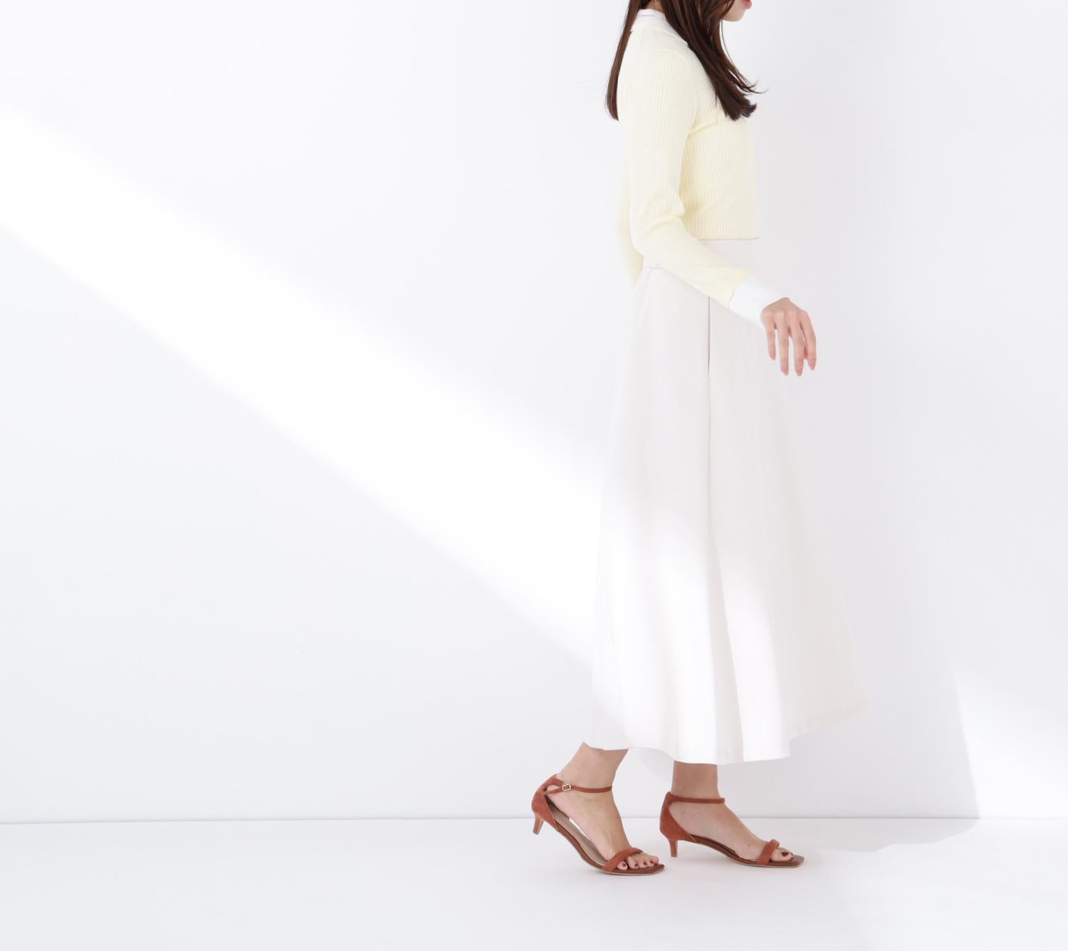ストレッチカルゼシリーズ フレアスカート オフホワイト1