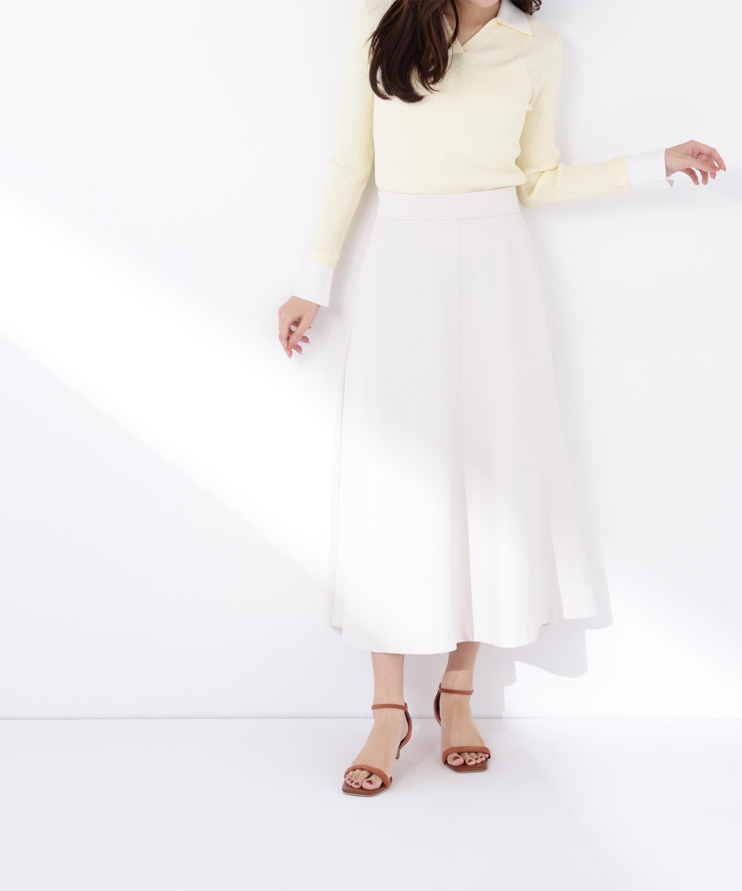ストレッチカルゼシリーズ フレアスカート オフホワイト1