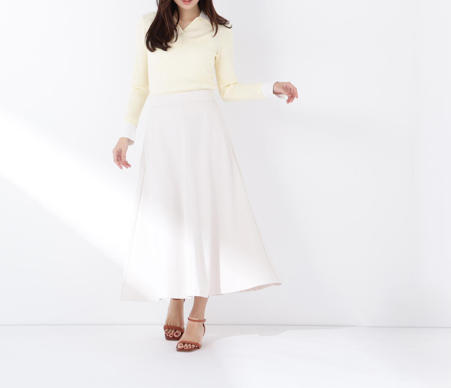 ストレッチカルゼシリーズ フレアスカート オフホワイト1