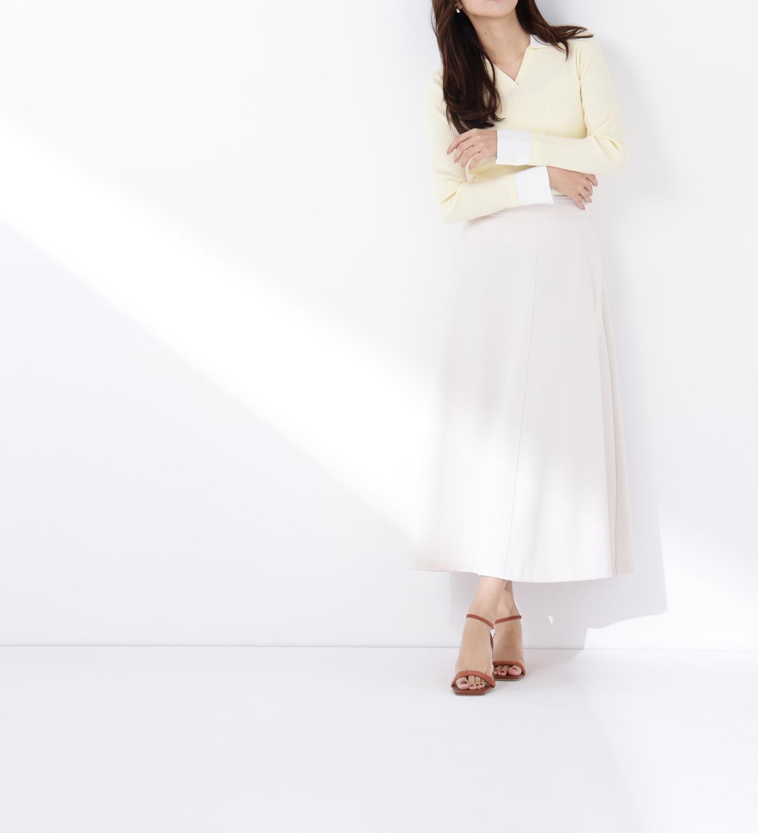 ストレッチカルゼシリーズ フレアスカート オフホワイト1