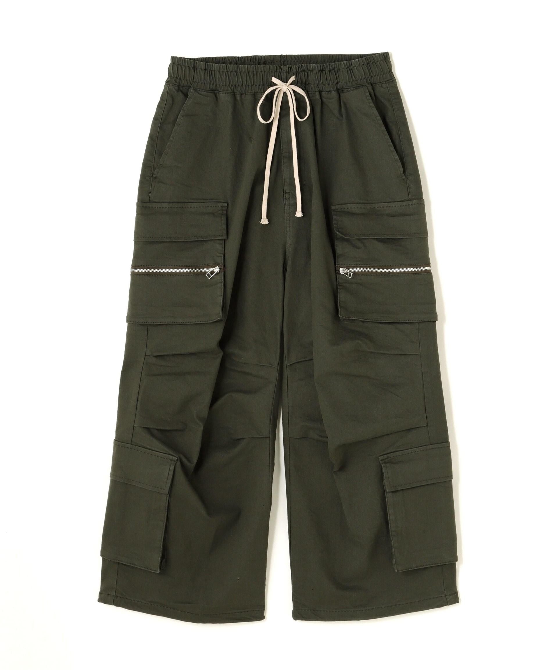 DankeSchon/ダンケシェーン/ST>ETCH TWILL ZIP W-POCKET WIDE PANTS カーキ