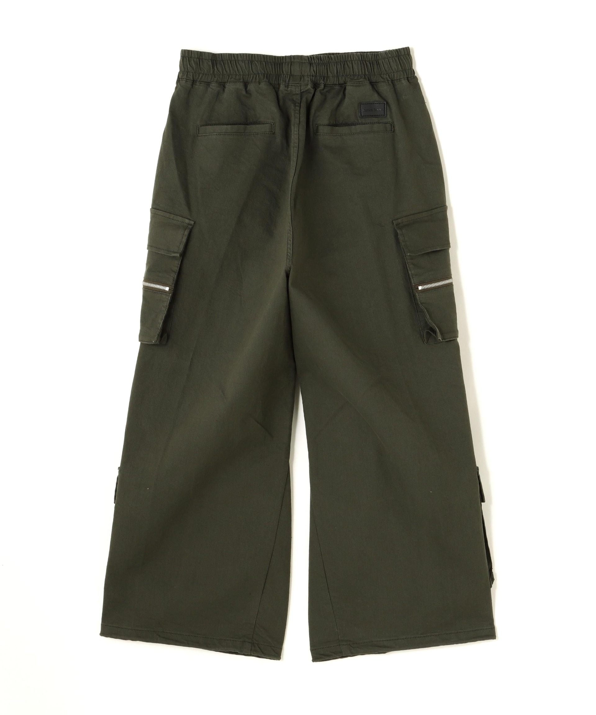 DankeSchon/ダンケシェーン/ST>ETCH TWILL ZIP W-POCKET WIDE PANTS カーキ