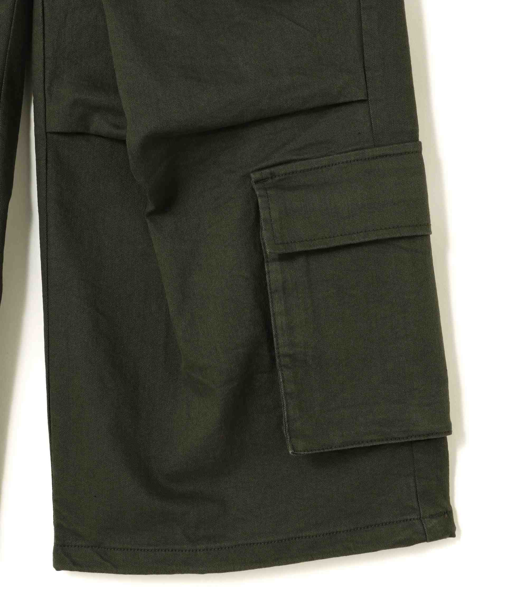 DankeSchon/ダンケシェーン/ST>ETCH TWILL ZIP W-POCKET WIDE PANTS カーキ
