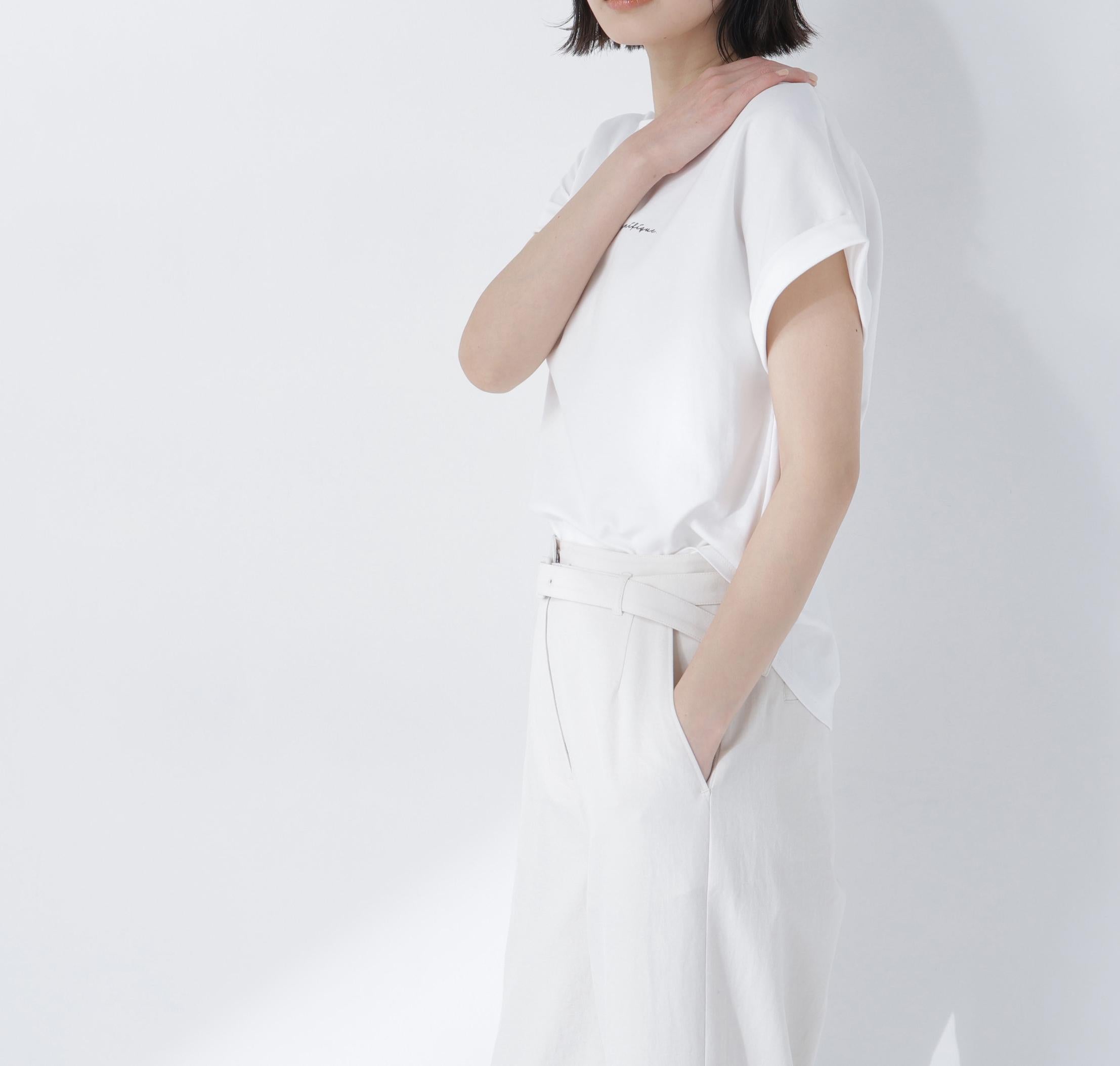 切替スリーブロゴTシャツ オフホワイト1