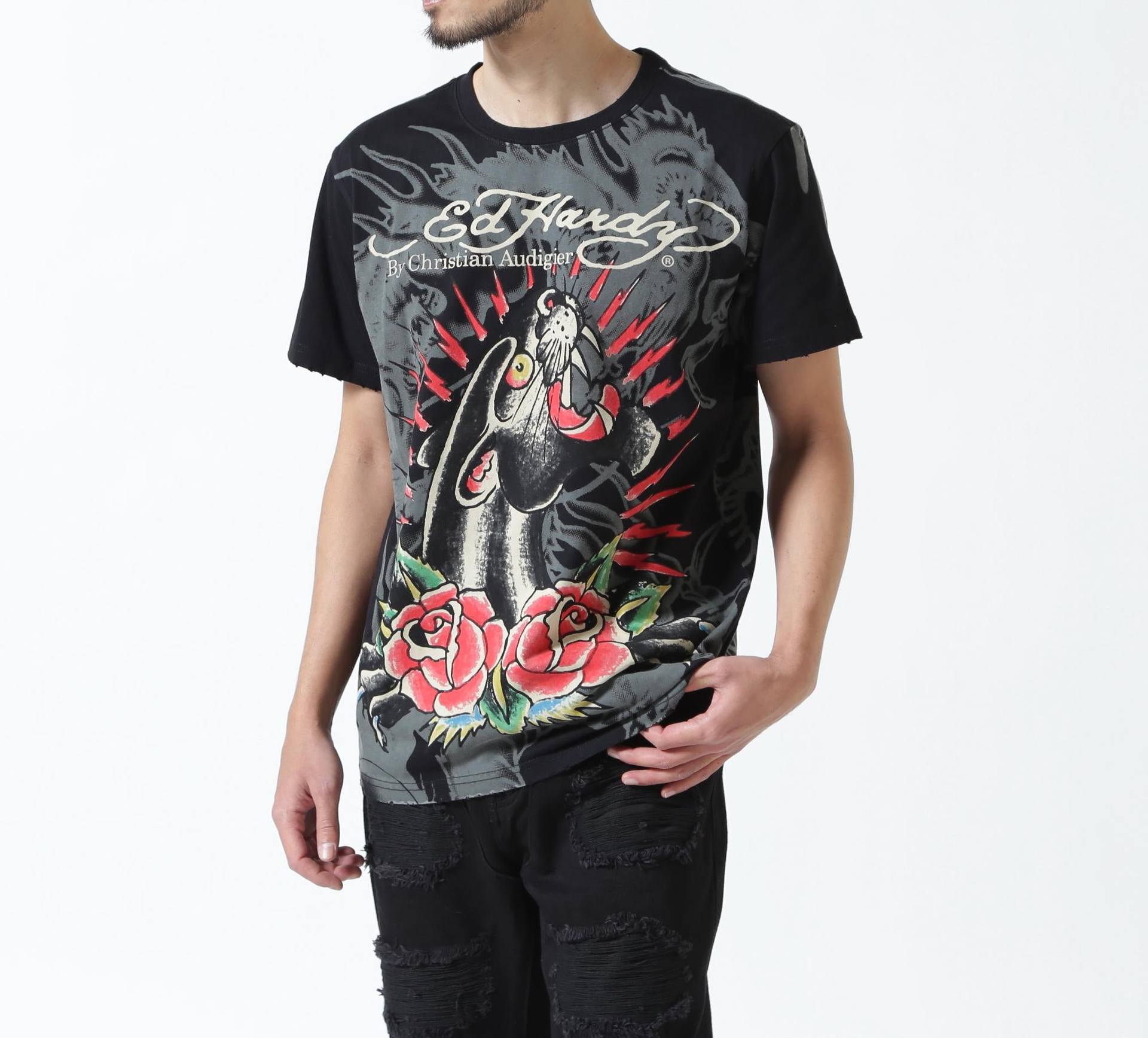 Ed Hardy/エド ハーディー/EDMG SS TEE_LEO ブラック