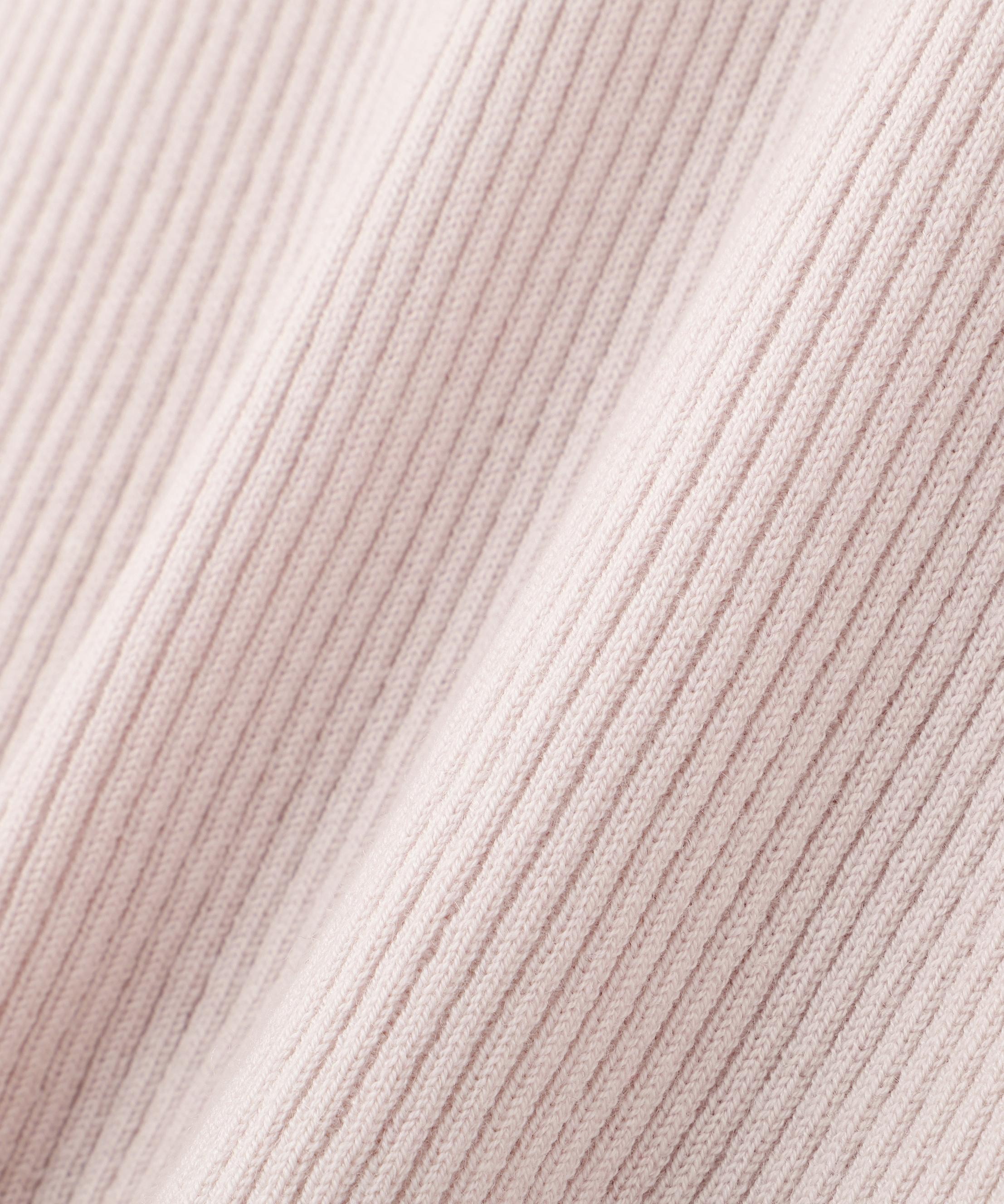 袖金ボタンリブタートルニット ピンク