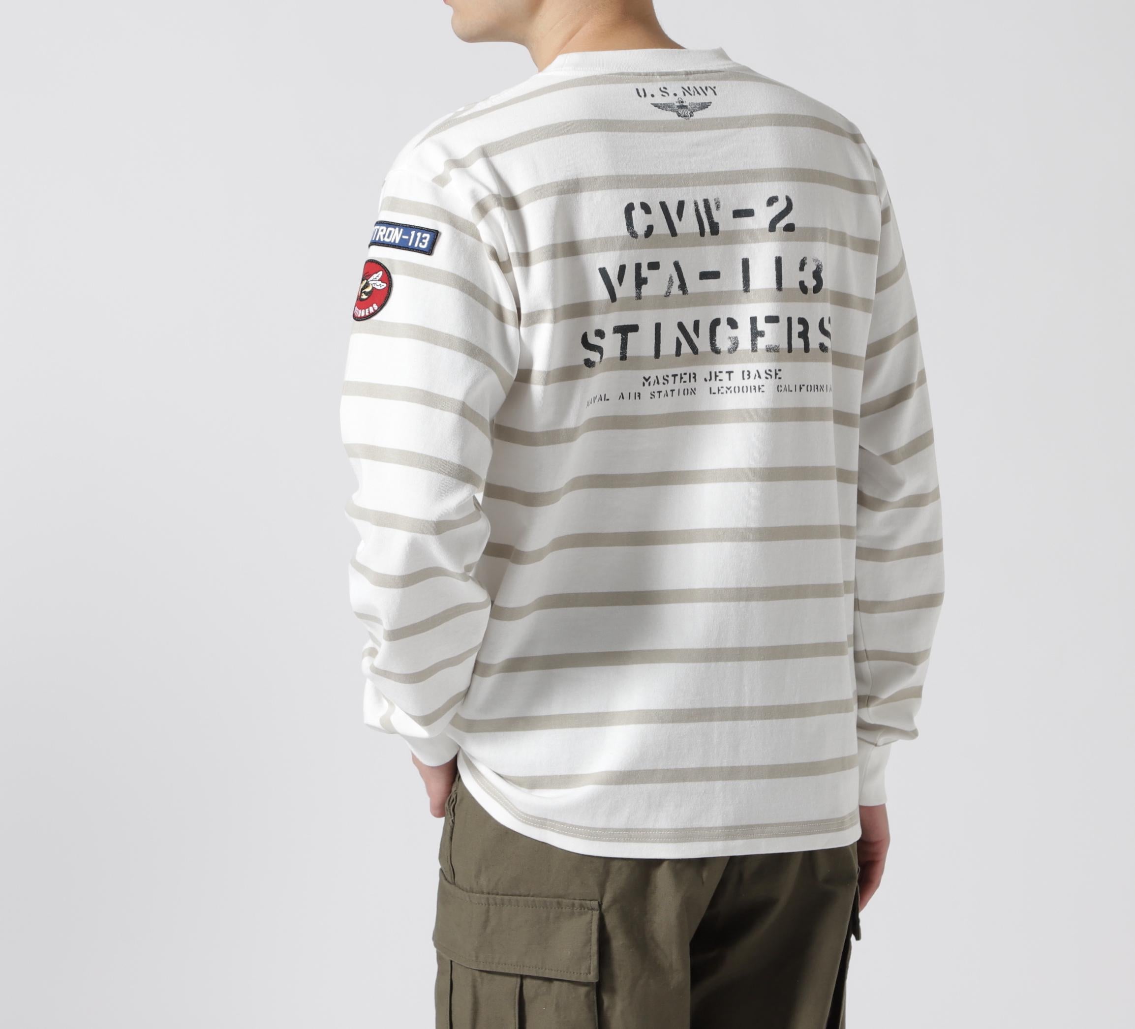 NAVAL PATCH LONGSLEEVE T-SHIRT / ネイバル パッチ ロングスリーブ Tシャツ / AVIREX グレイボーダー2