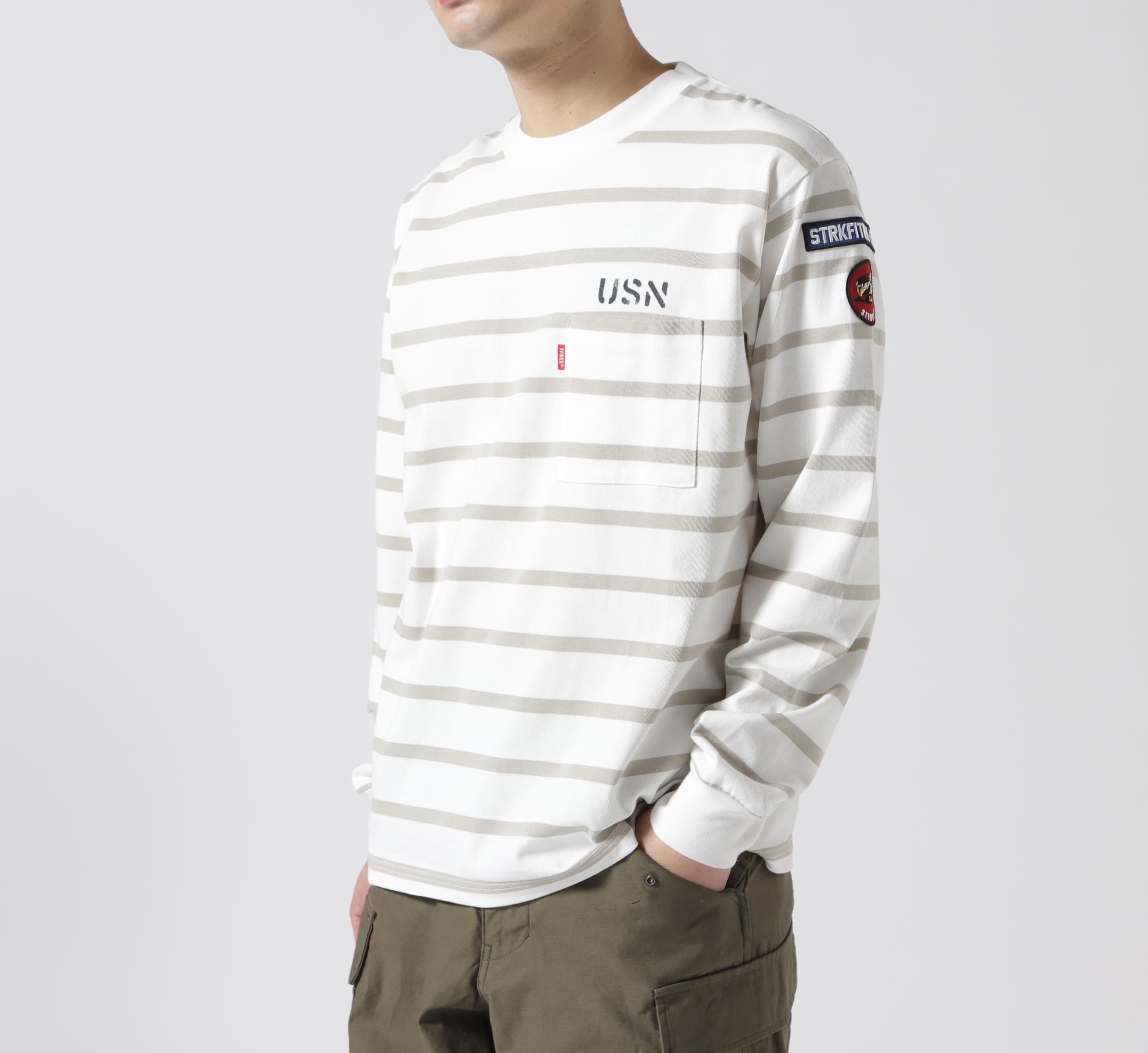NAVAL PATCH LONGSLEEVE T-SHIRT / ネイバル パッチ ロングスリーブ Tシャツ / AVIREX グレイボーダー2