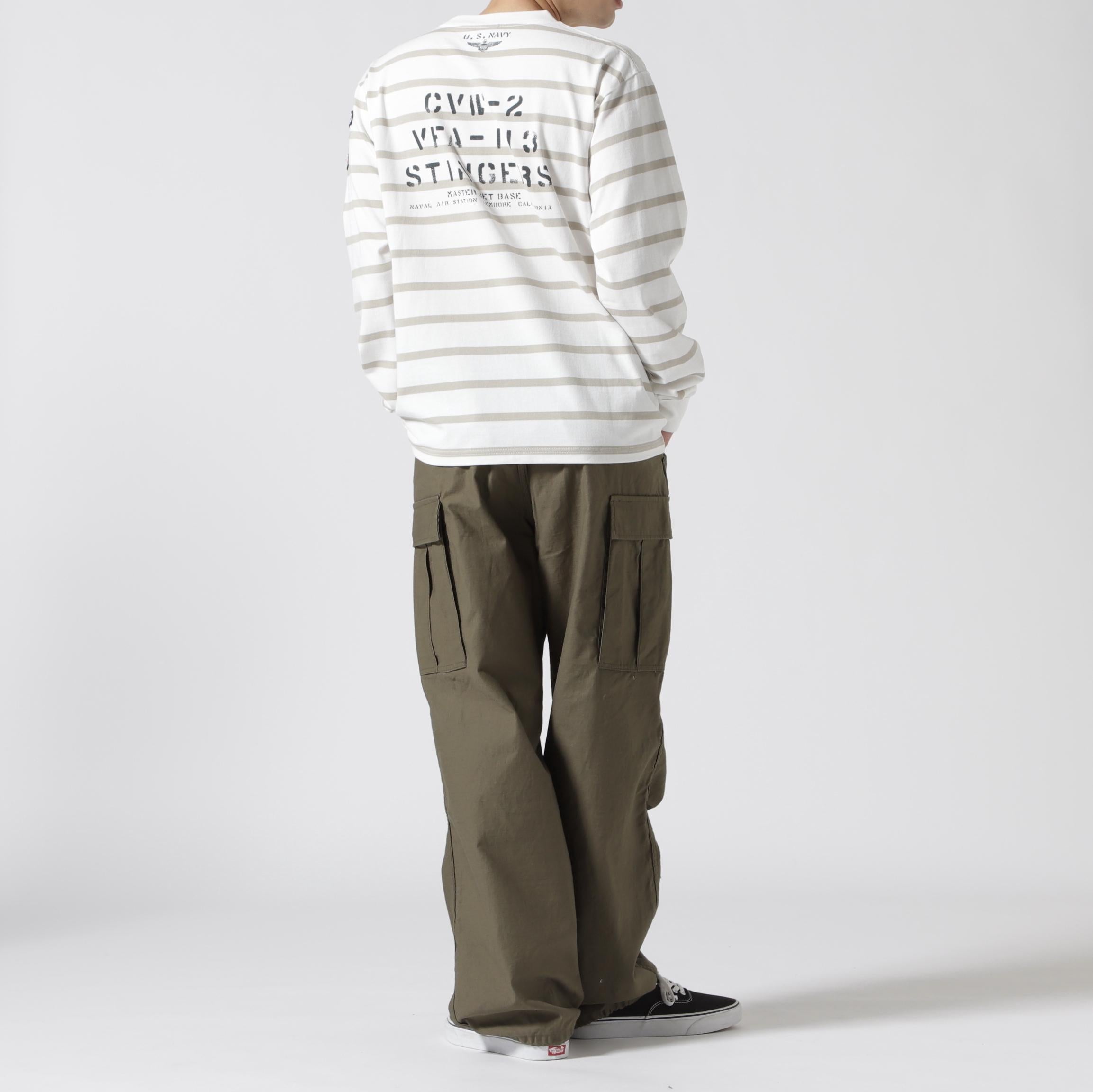 NAVAL PATCH LONGSLEEVE T-SHIRT / ネイバル パッチ ロングスリーブ Tシャツ / AVIREX グレイボーダー2