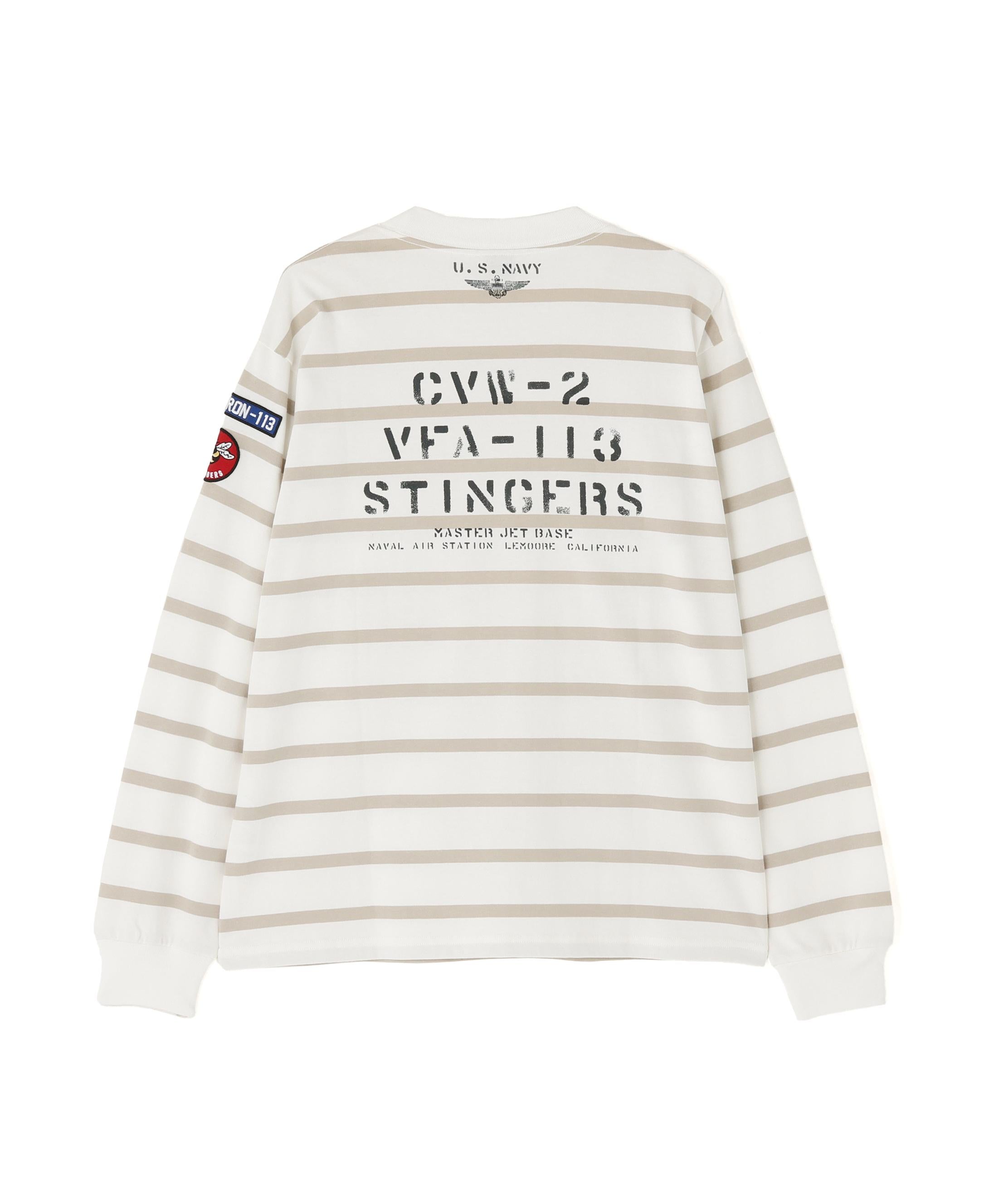 NAVAL PATCH LONGSLEEVE T-SHIRT / ネイバル パッチ ロングスリーブ Tシャツ / AVIREX グレイボーダー2