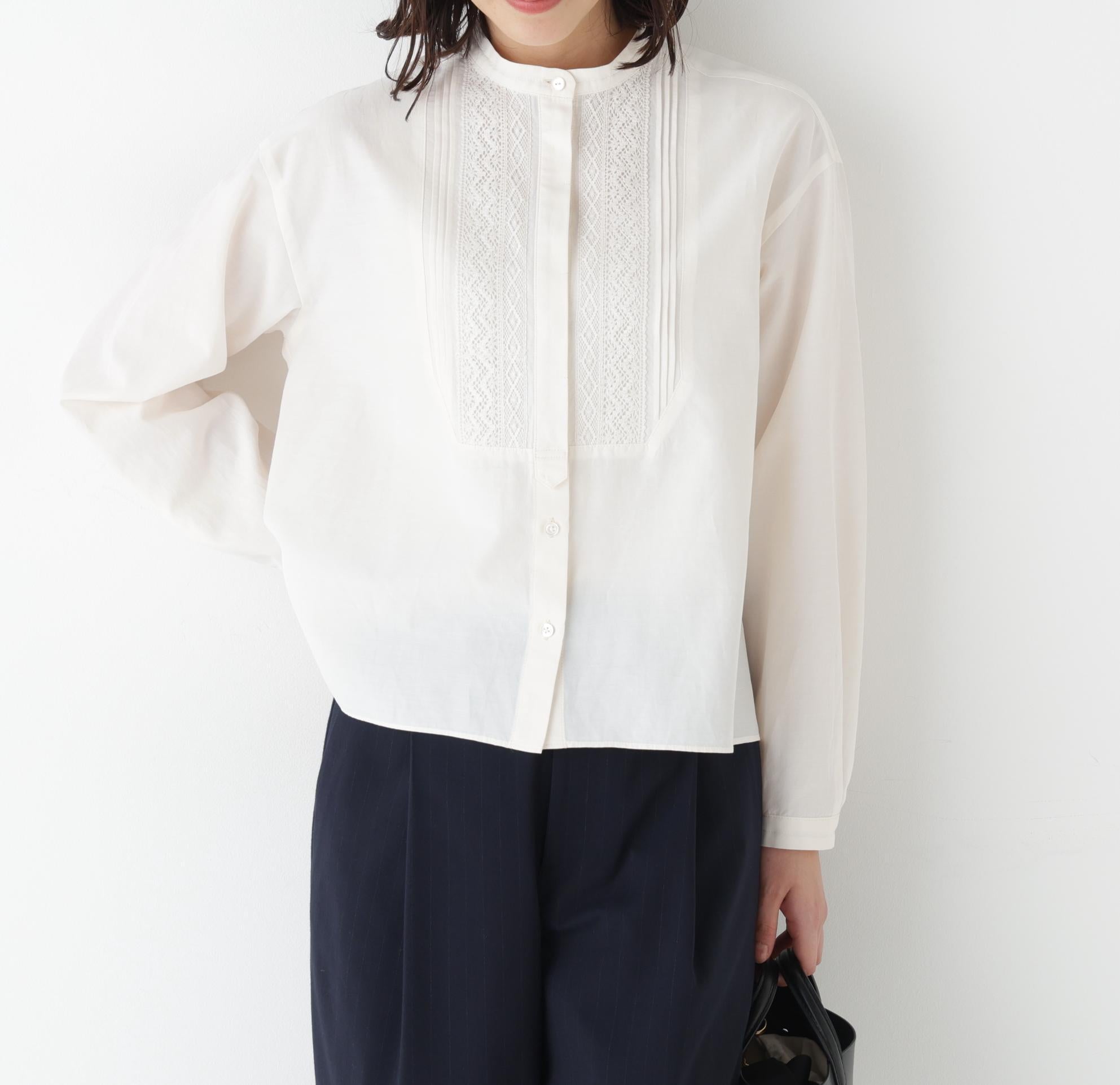 ◆レースドッキングハンドカラーブラウス エクリュ1