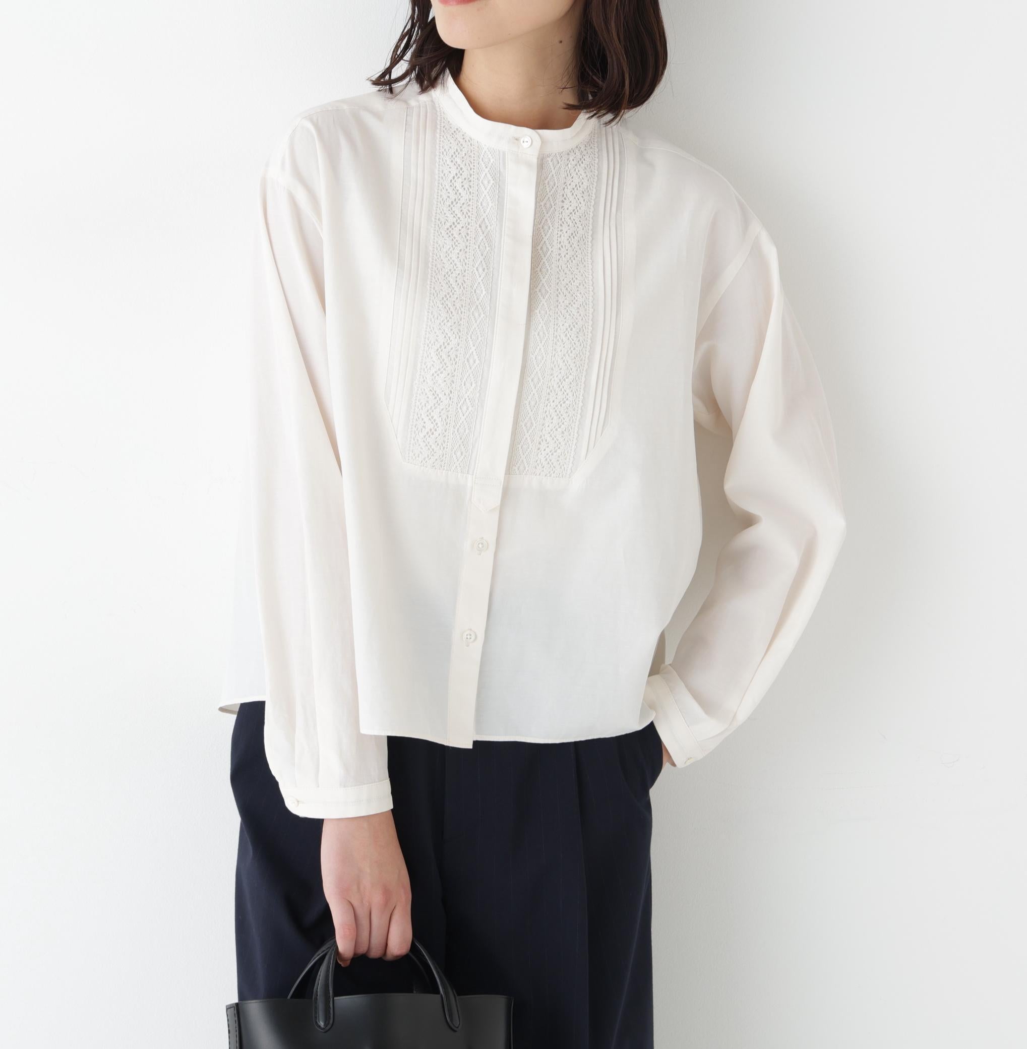 ◆レースドッキングハンドカラーブラウス エクリュ1