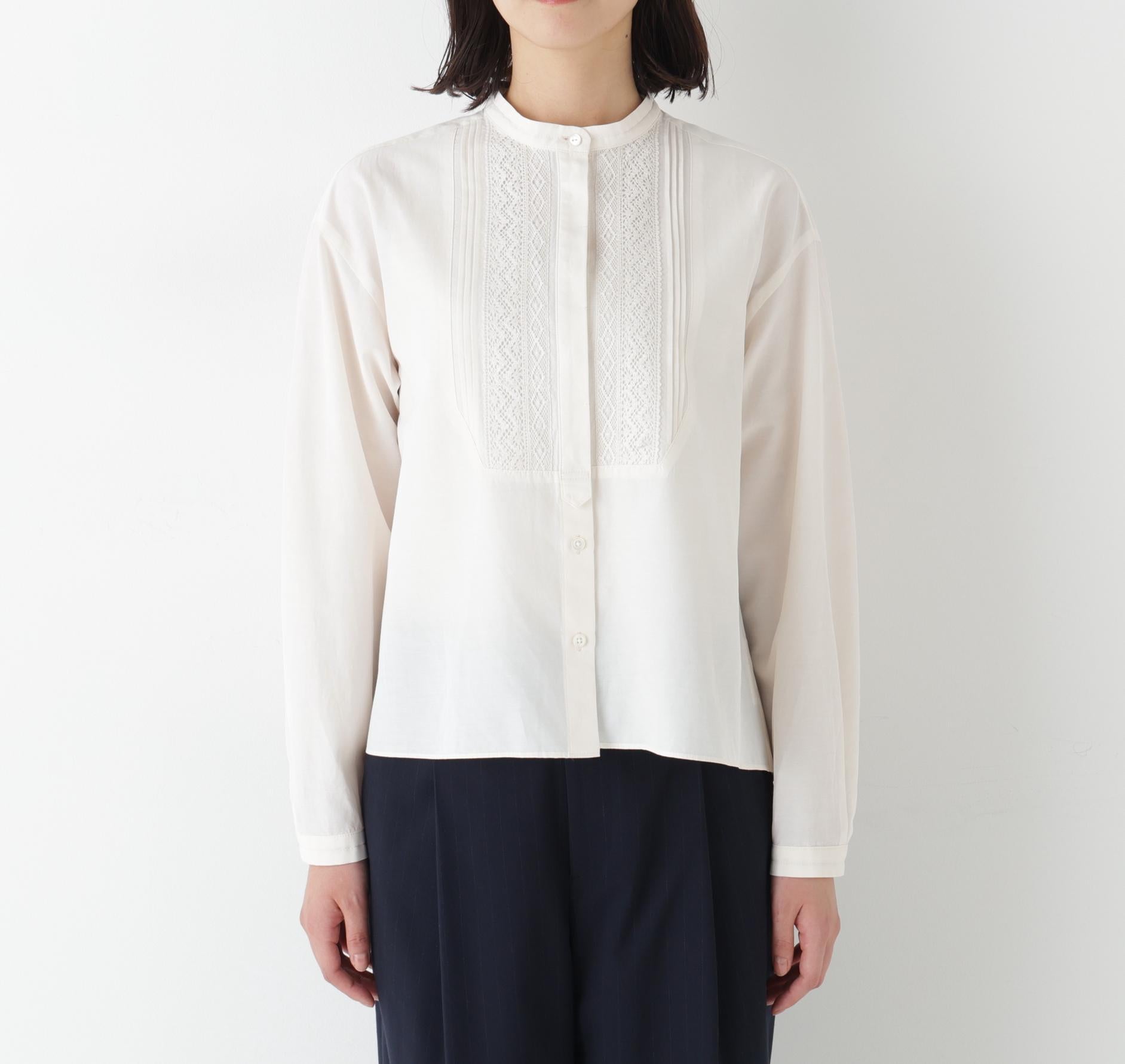 ◆レースドッキングハンドカラーブラウス エクリュ1
