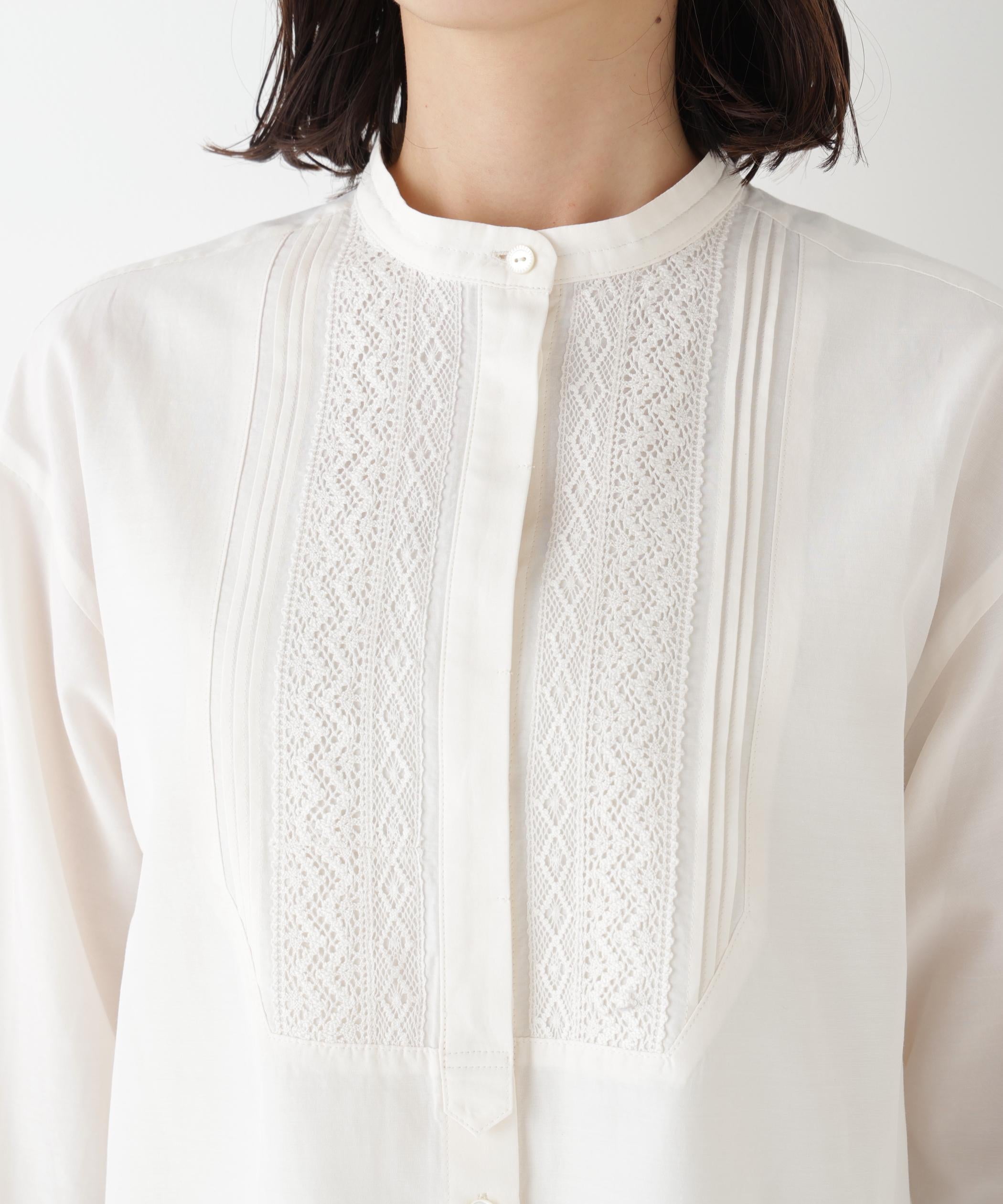 ◆レースドッキングハンドカラーブラウス エクリュ1