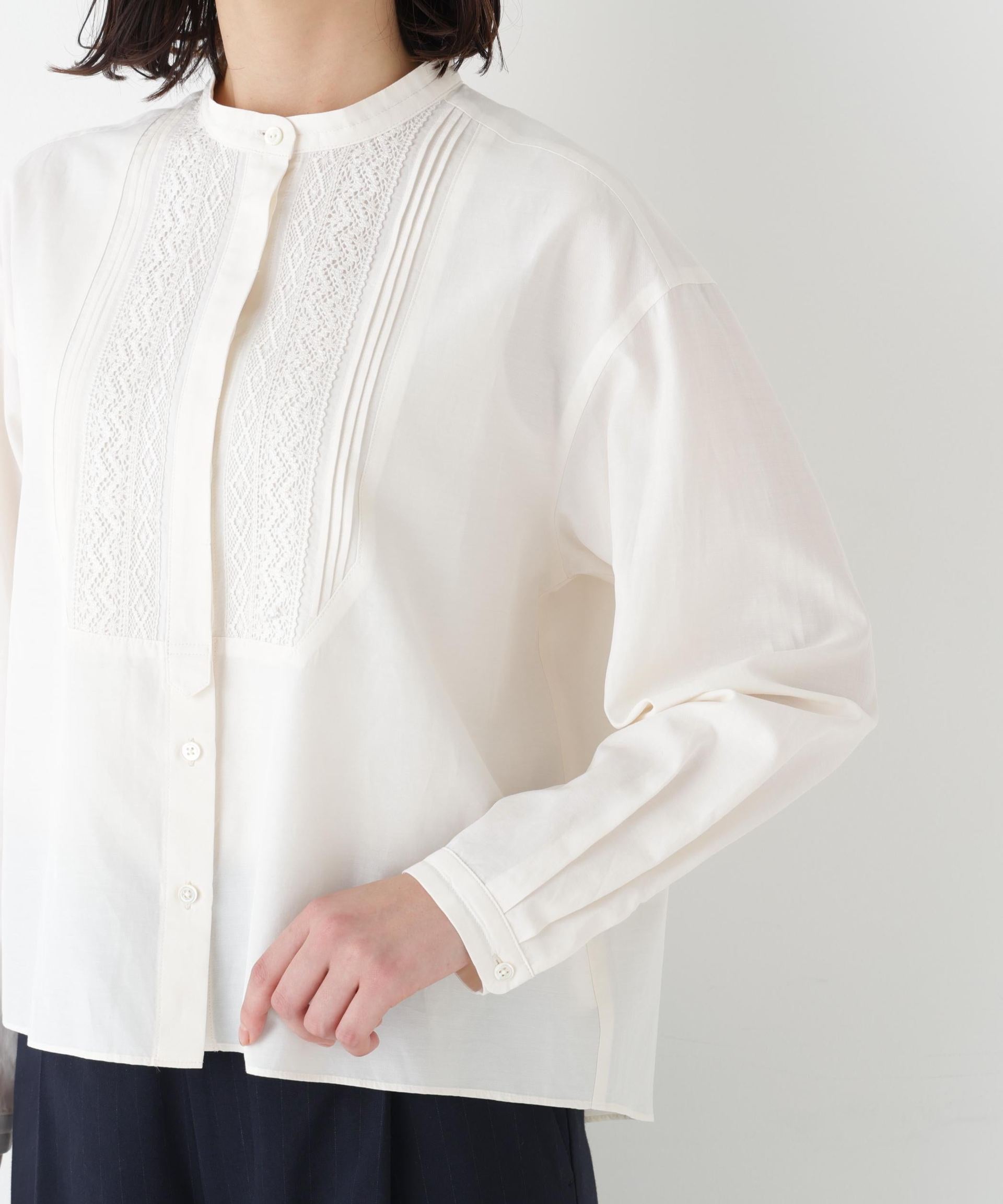 ◆レースドッキングハンドカラーブラウス エクリュ1