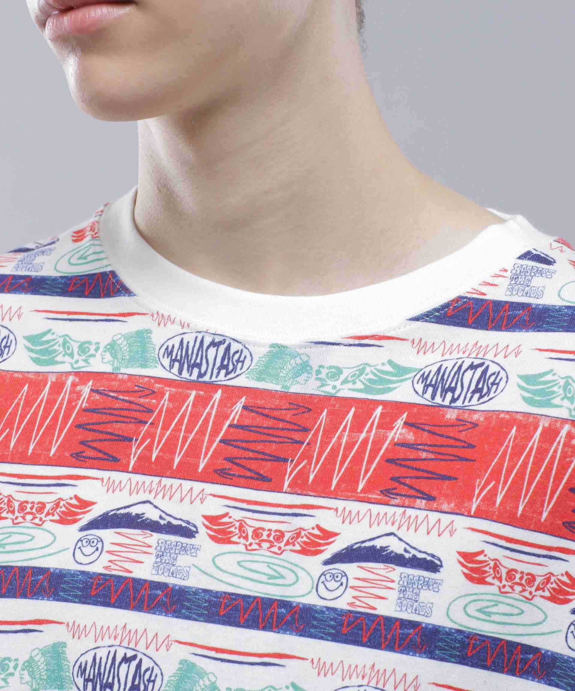 MANASTASH/マナスタッシュ/MTN ST>IPE TEE/マウンテンストライプTシャツ レッド