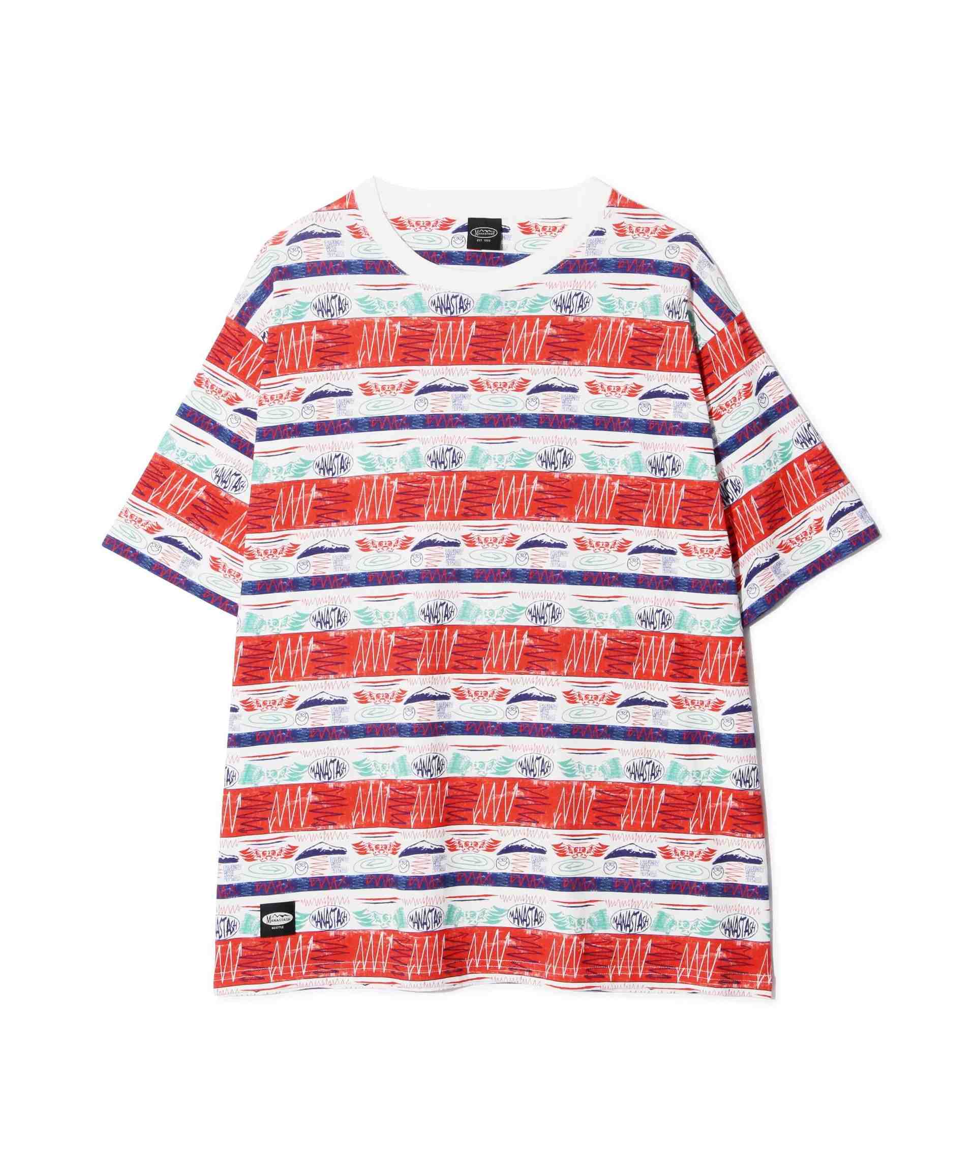 MANASTASH/マナスタッシュ/MTN ST>IPE TEE/マウンテンストライプTシャツ レッド