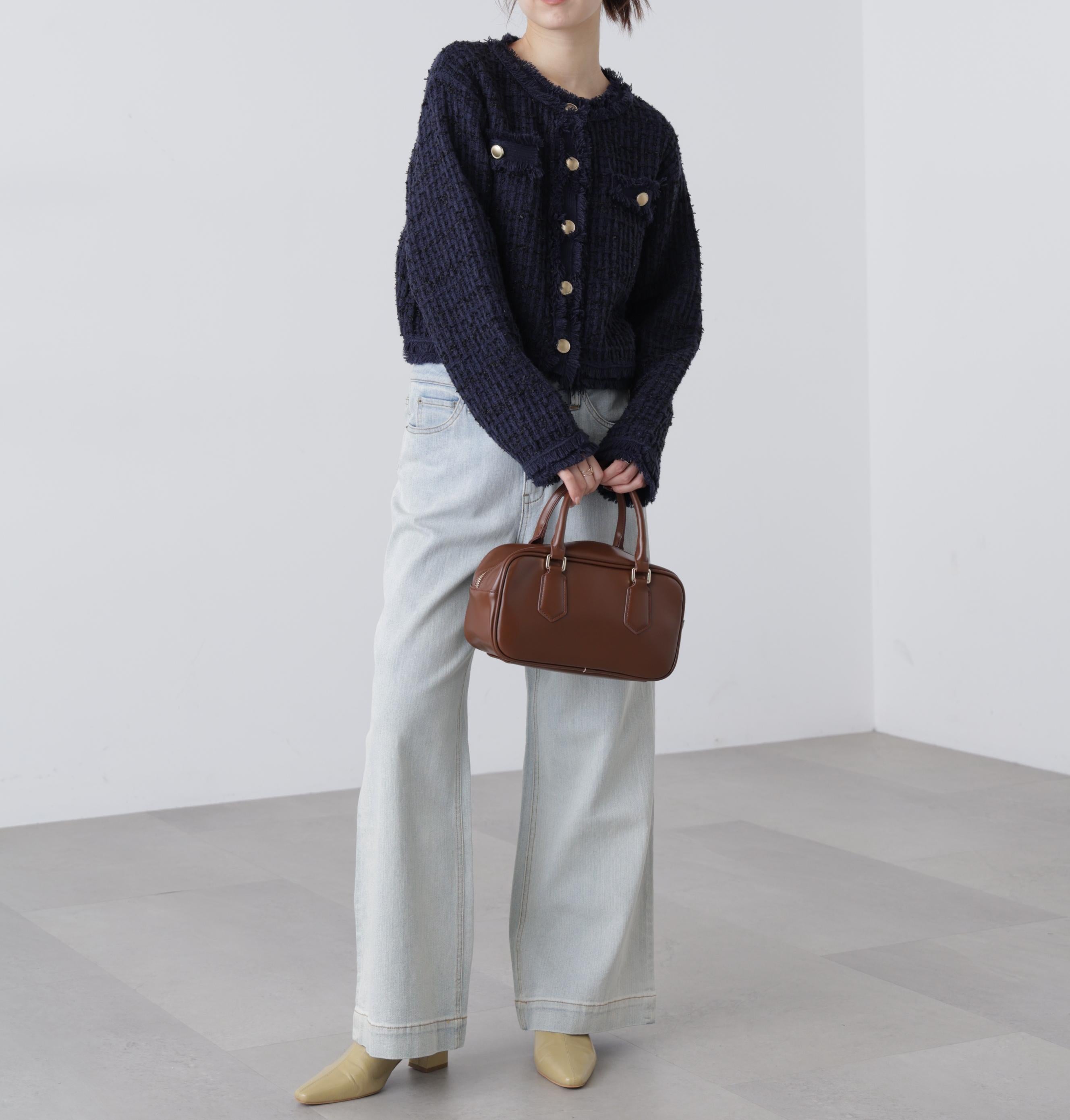 ツィードニットカーディガン ネイビー