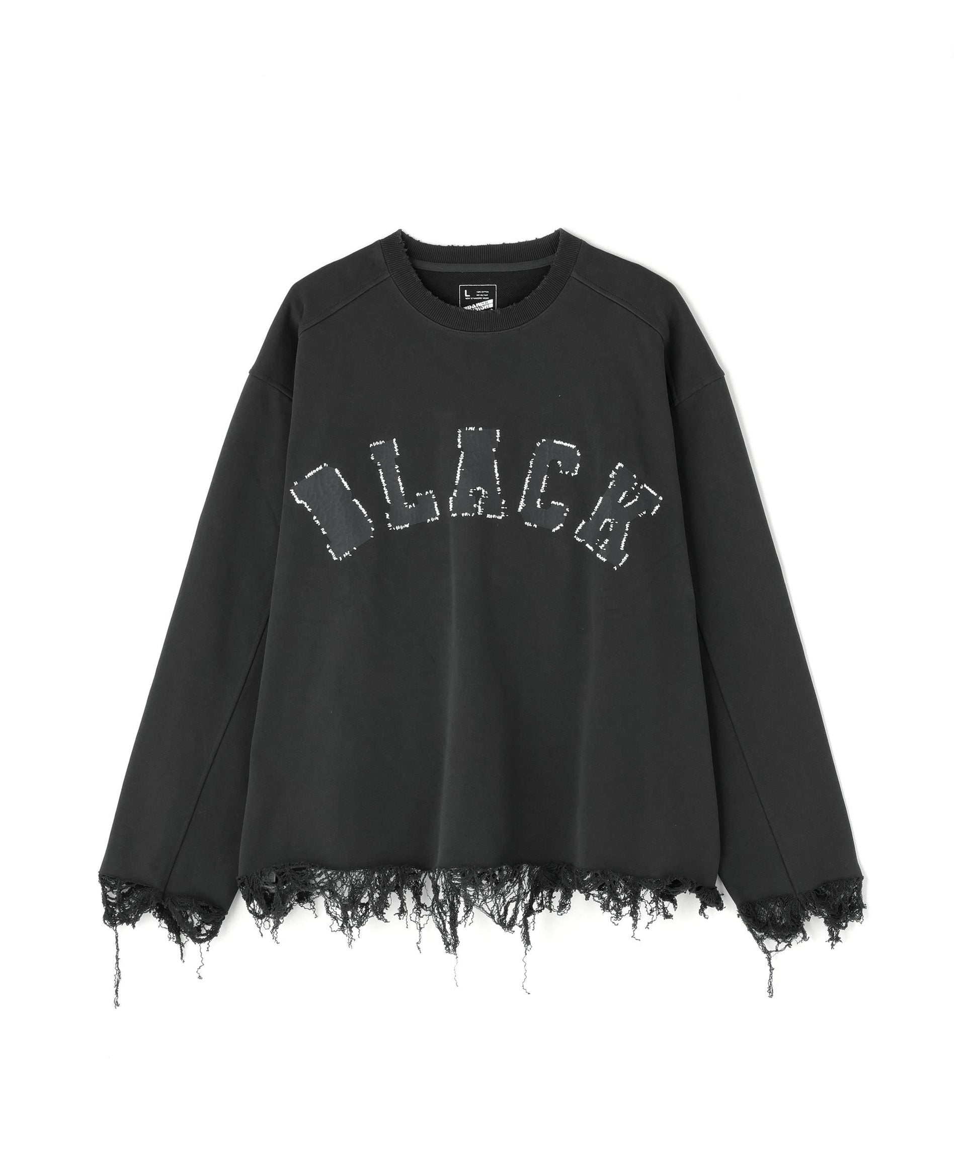 DankeSchon/ダンケシェーン/CUT FRINGE SWEAT CREWNECK BLACK ブラック
