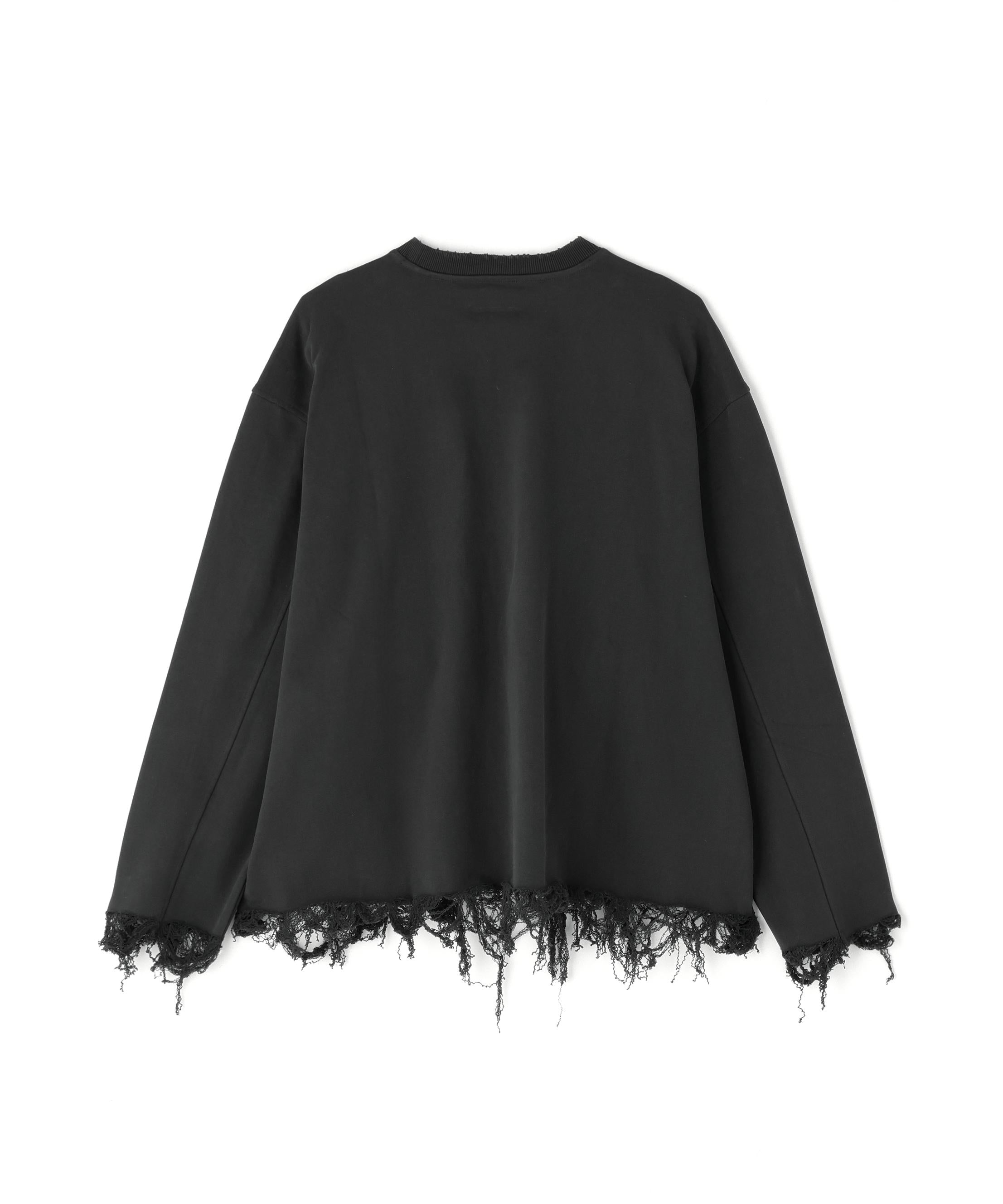 DankeSchon/ダンケシェーン/CUT FRINGE SWEAT CREWNECK BLACK ブラック