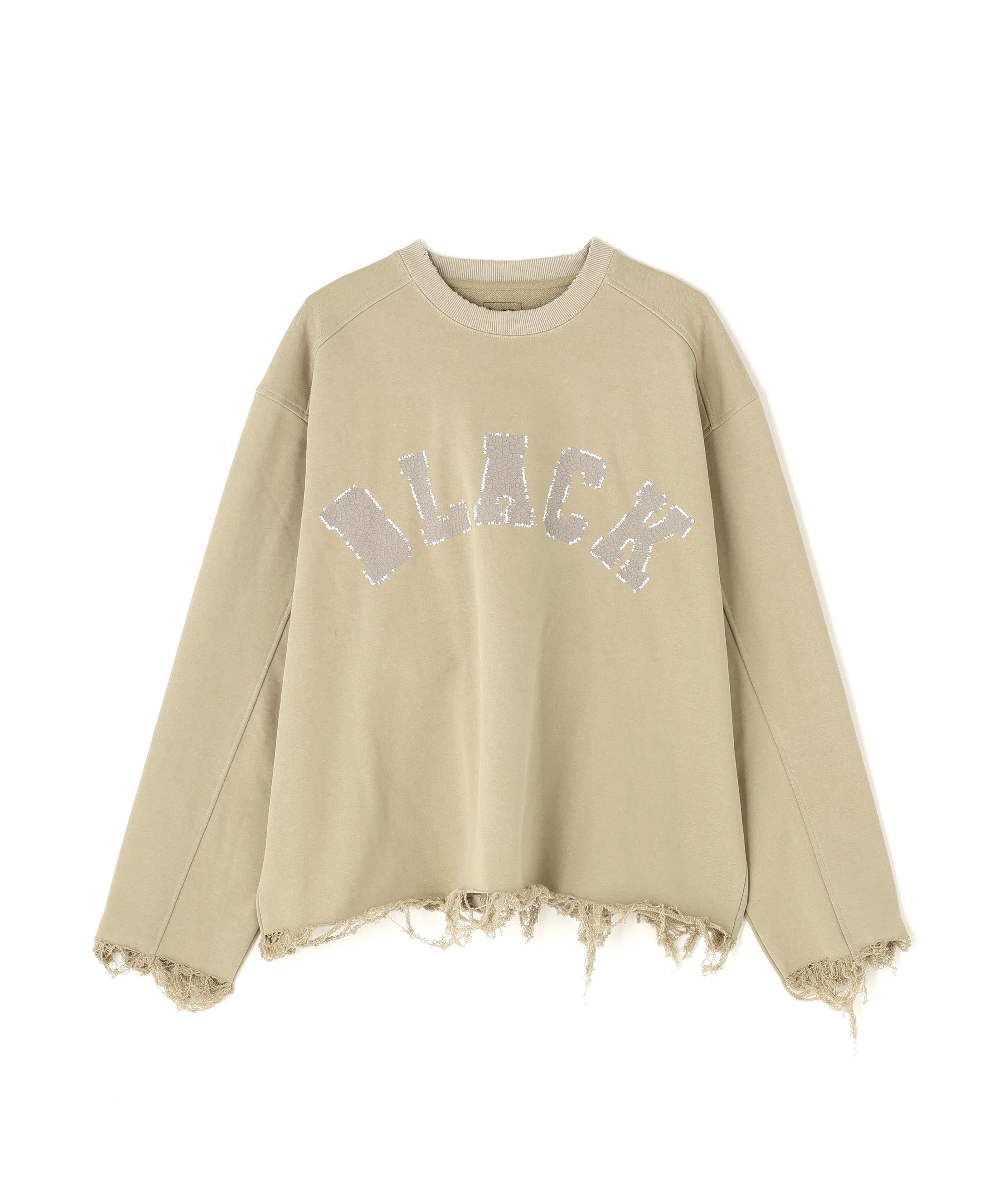 DankeSchon/ダンケシェーン/CUT FRINGE SWEAT CREWNECK BLACK ベージュ